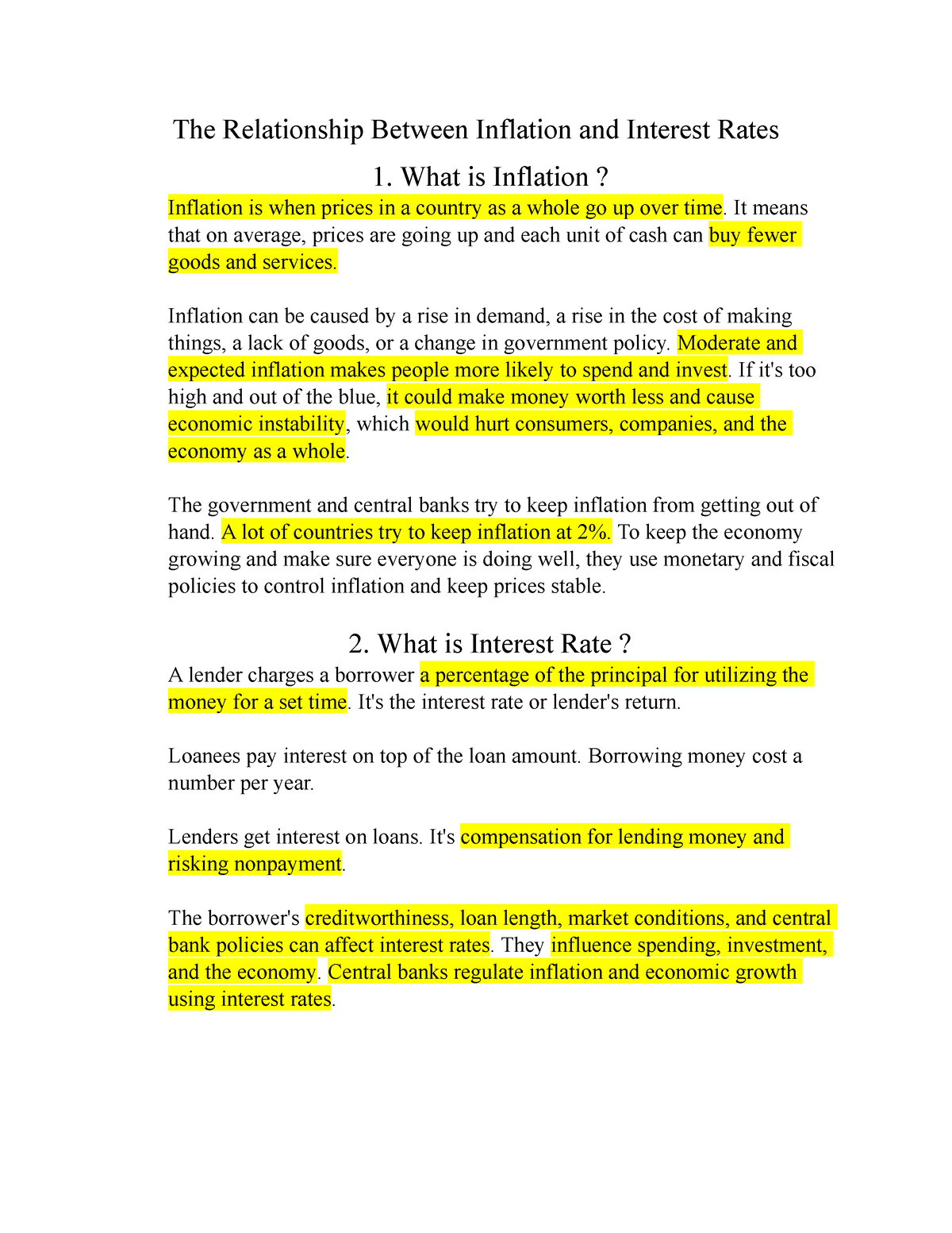 The Relationship Between Inflation And Interest Rates - What Is ...