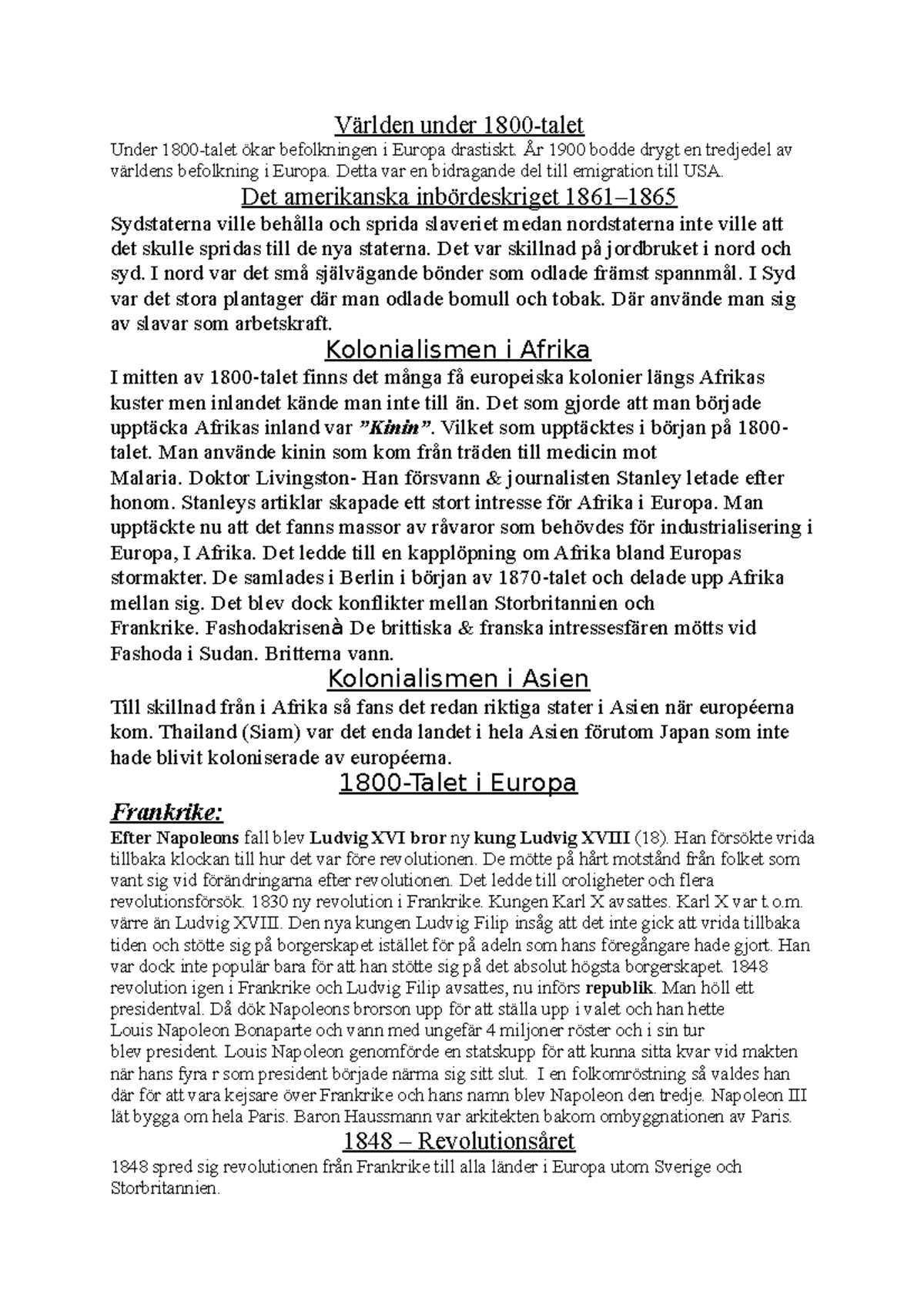 Världen 1800 tal Världen under 1800talet Under 1800talet ökar