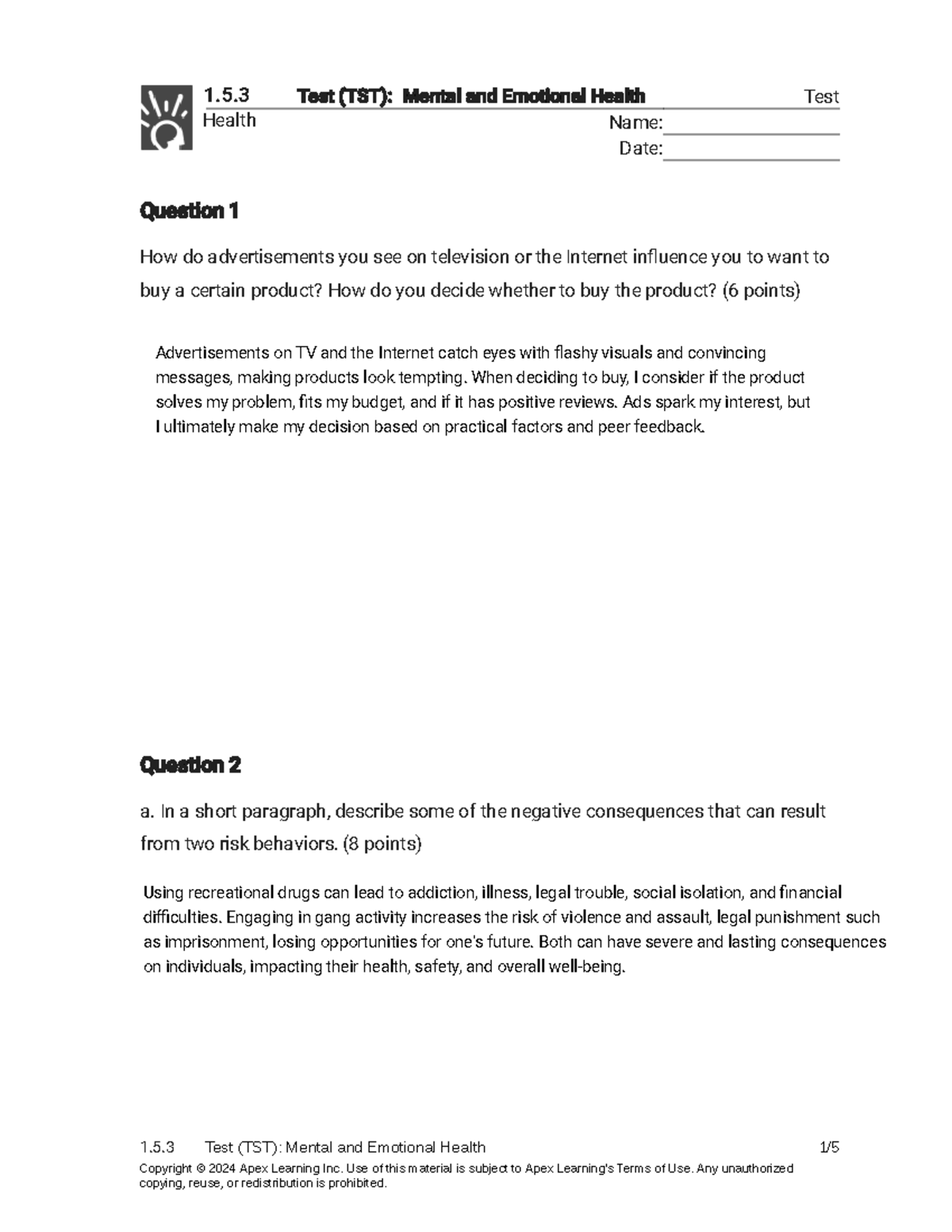 Kami Export - 1.5.3 Test (TST) - Mental and Emotional Health (Test ...