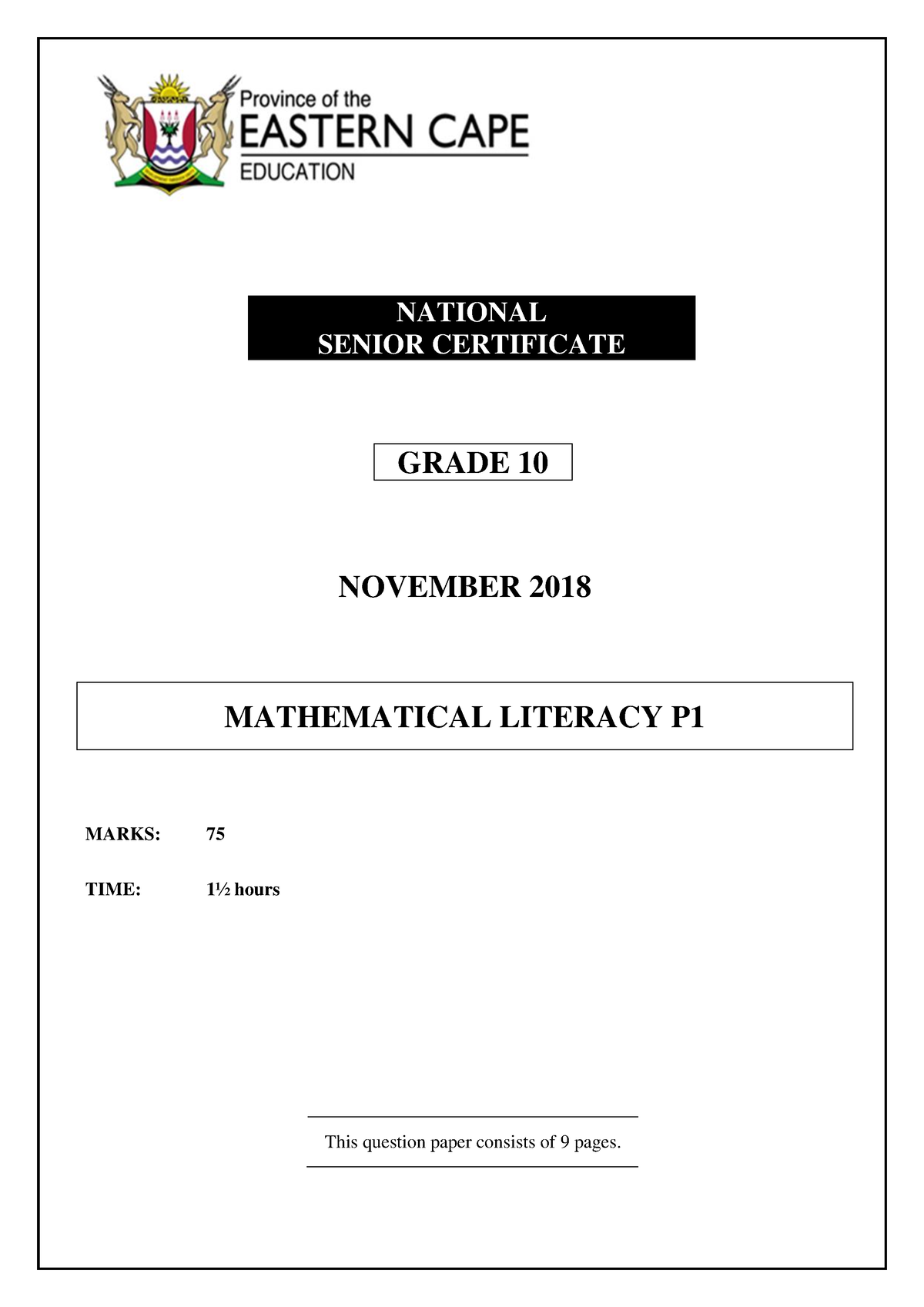 Maths-LIT-P1-GR10-QP-NOV2018 English - NATIONAL SENIOR CERTIFICATE ...