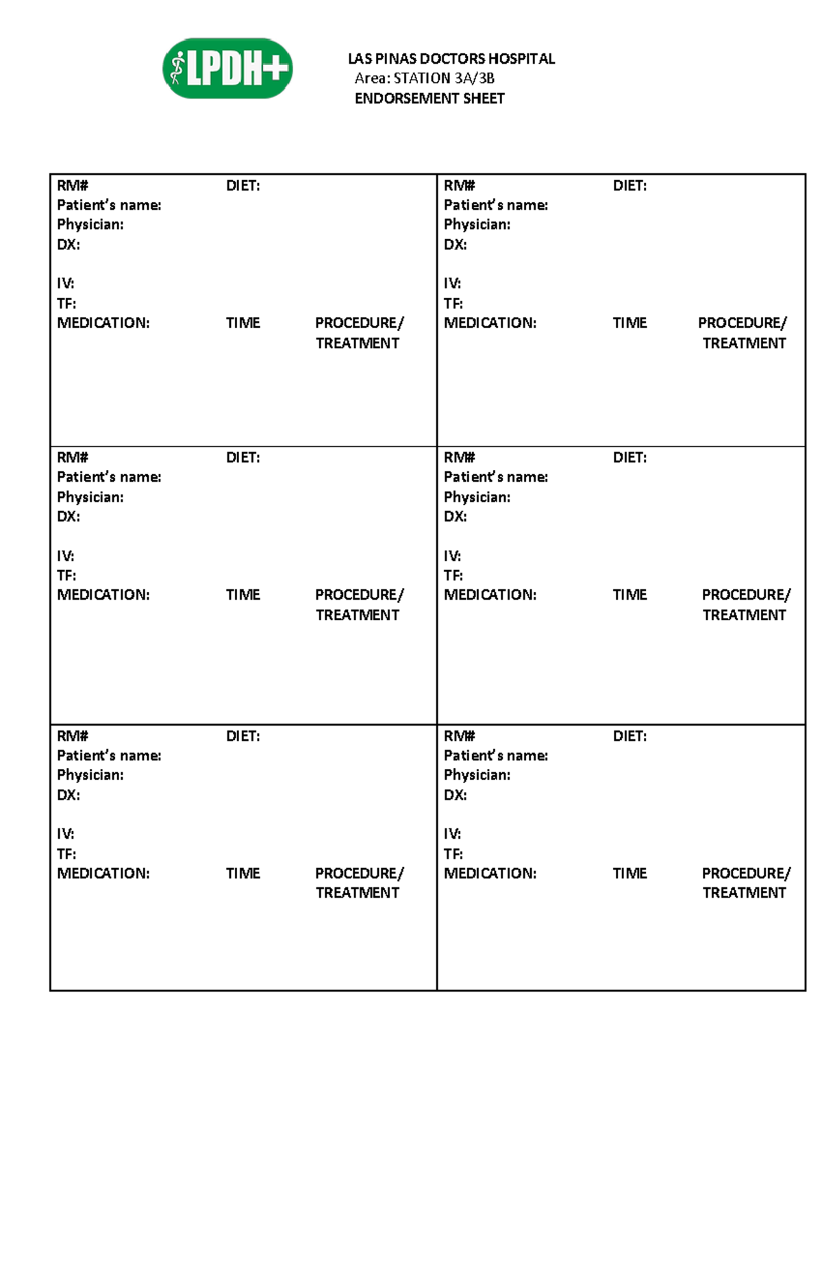 Endorsement-sheet - vbfbf - Area: STATION 3A/3B ENDORSEMENT SHEET RM ...