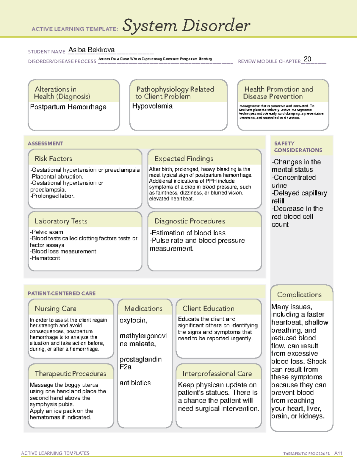 Comprehensive B Part 1 - Interventions For A Client Experiencing Sickle ...