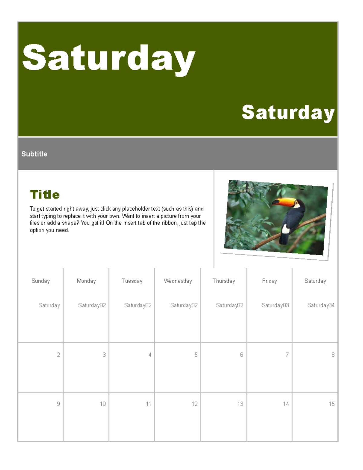 July - very good notes - Saturday Saturday Subtitle Title To get ...