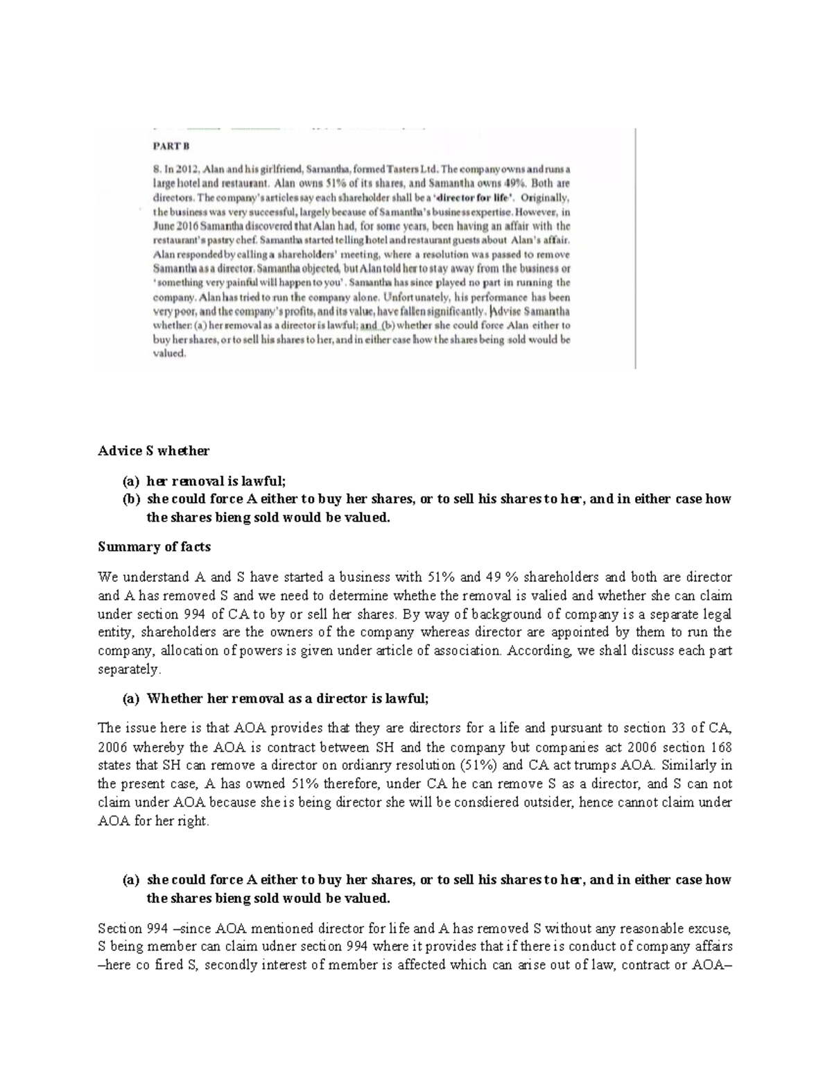 Minority Protection Structure - Advice S whether (a) her removal is ...