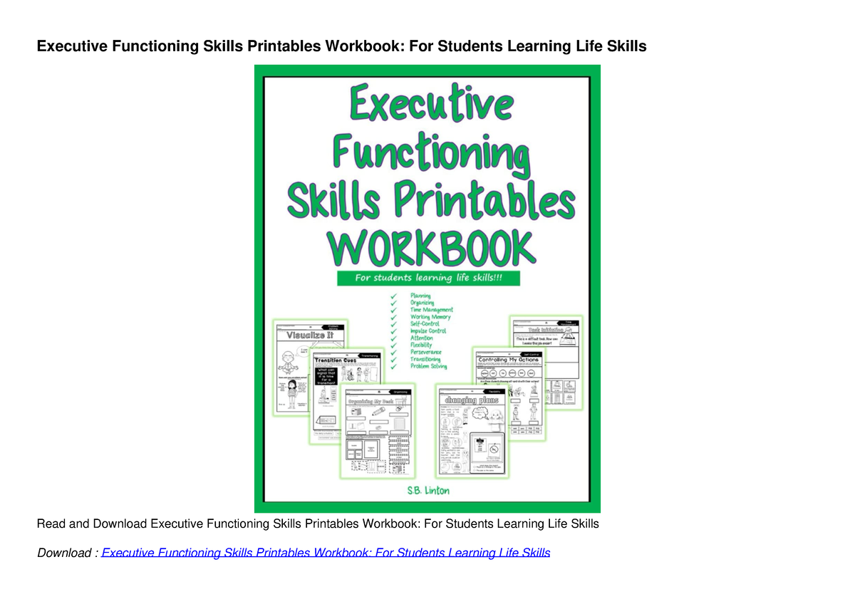 PDF/READ Executive Functioning Skills Printables Workbook: For Students ...