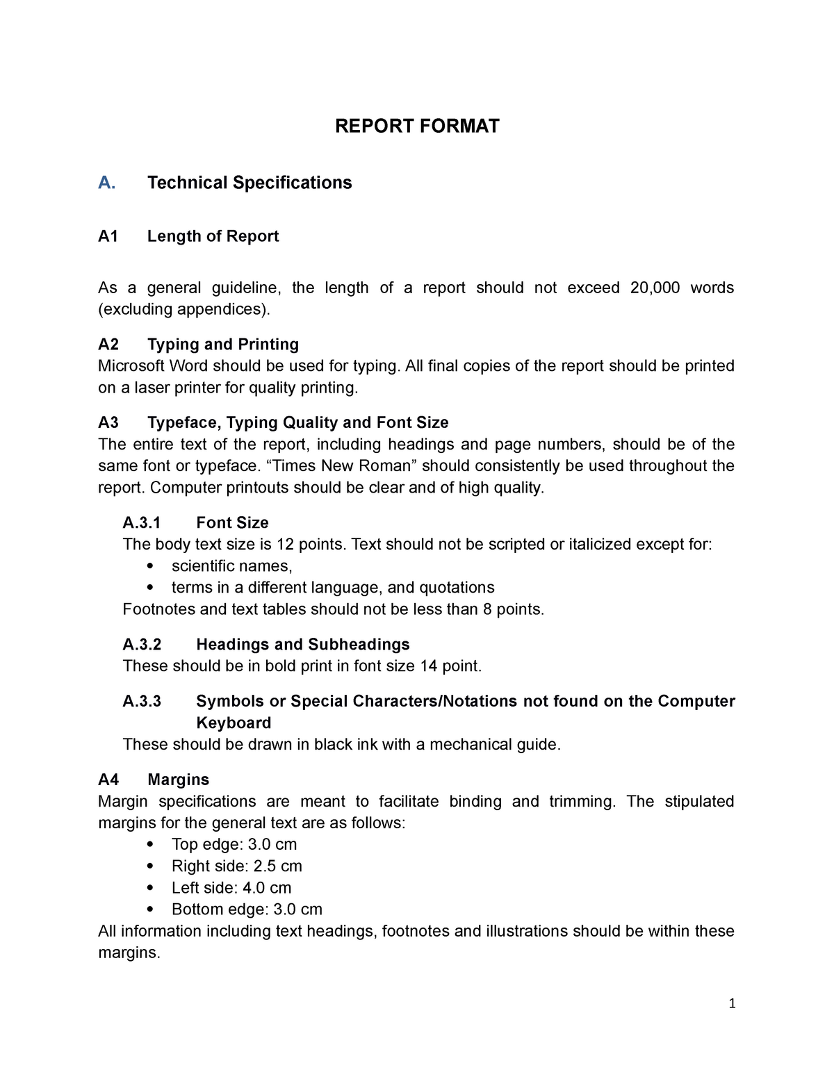 Contoh Laporan Standard Universiti