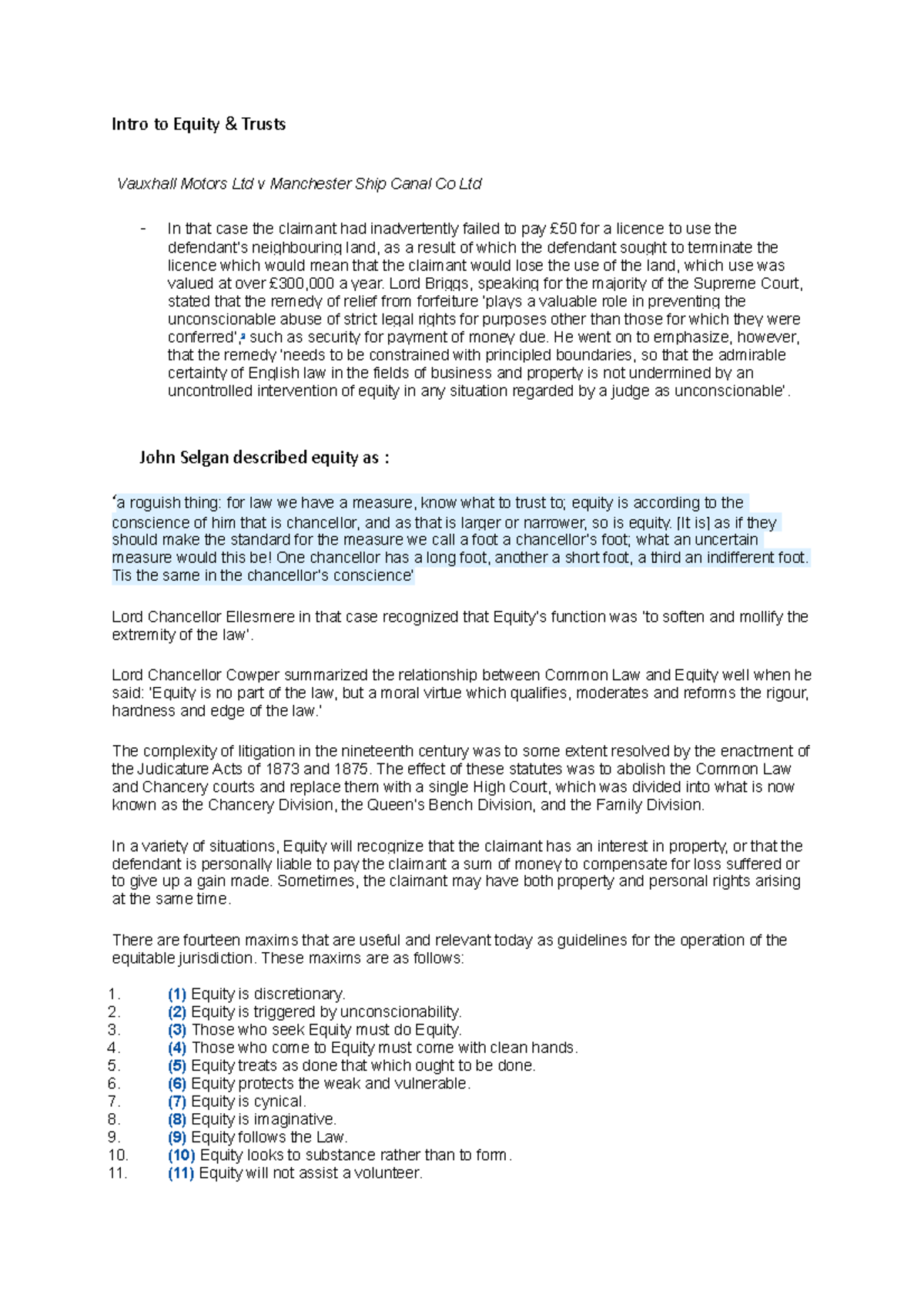 Intro to Equity - lecture notes - Intro to Equity & Trusts Vauxhall ...