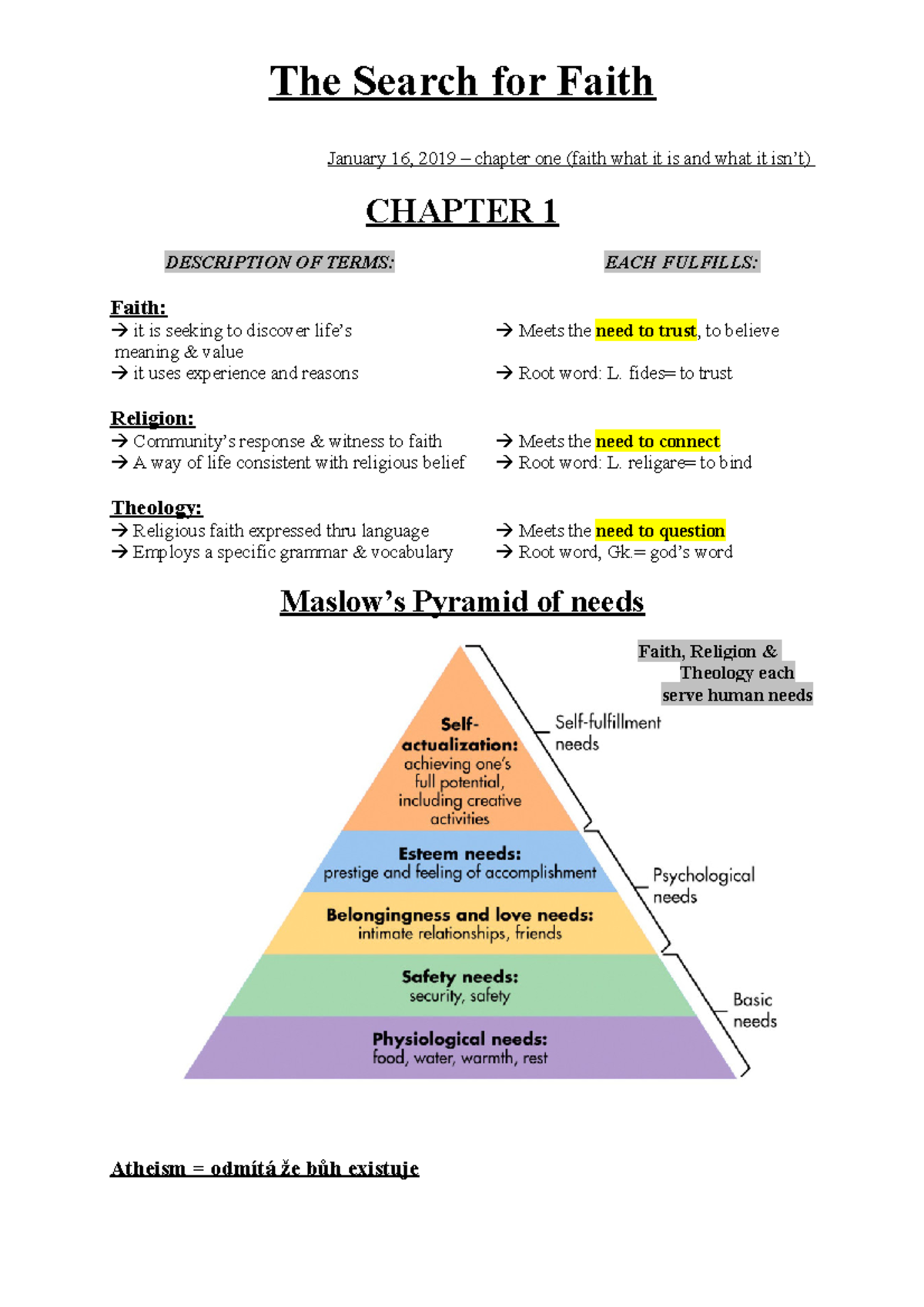 Lesson 5:: Religion and The Search For Ultimate Meaning