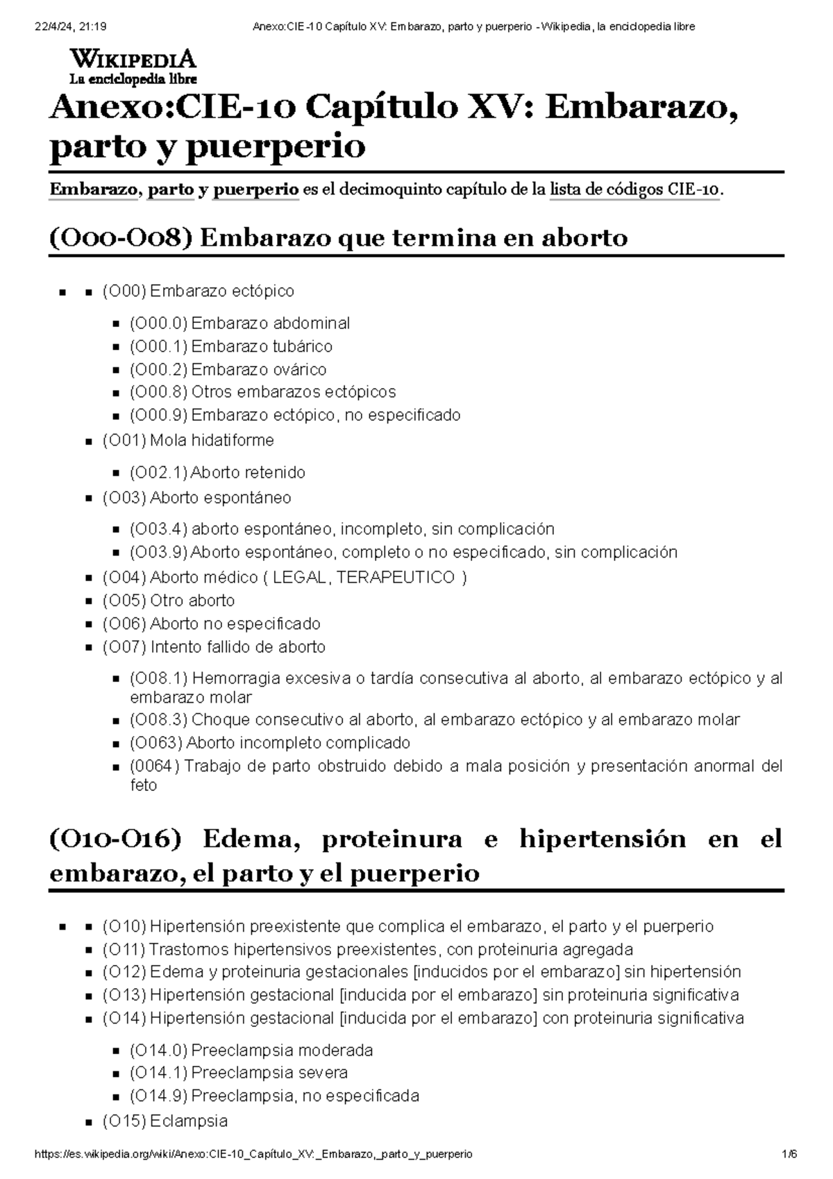 Cie 10 22 De Abril Medicina Anexo Cie 10 Capítulo Xv Embarazo