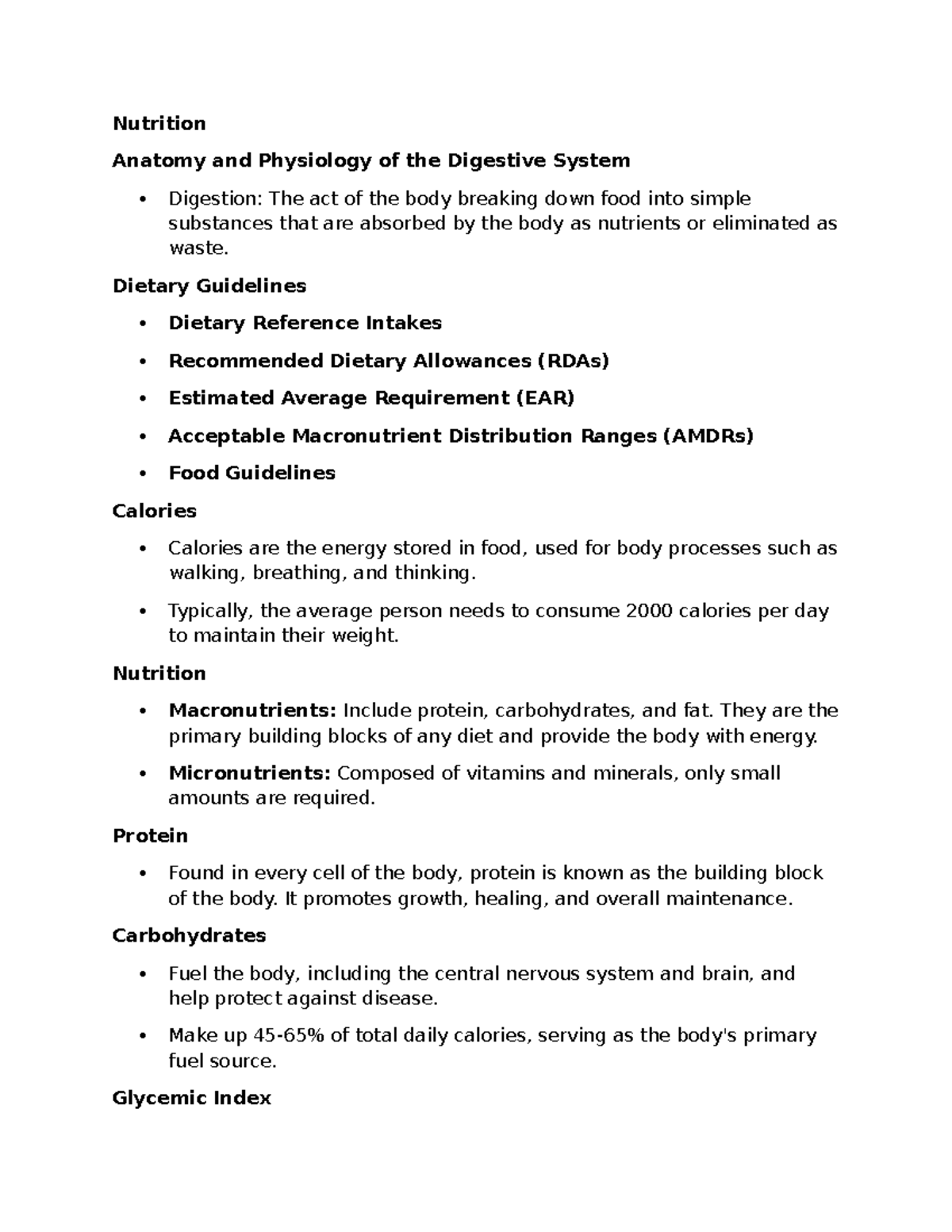 Nutrition wk 8 Power Point outline Nutrition Anatomy and Physiology