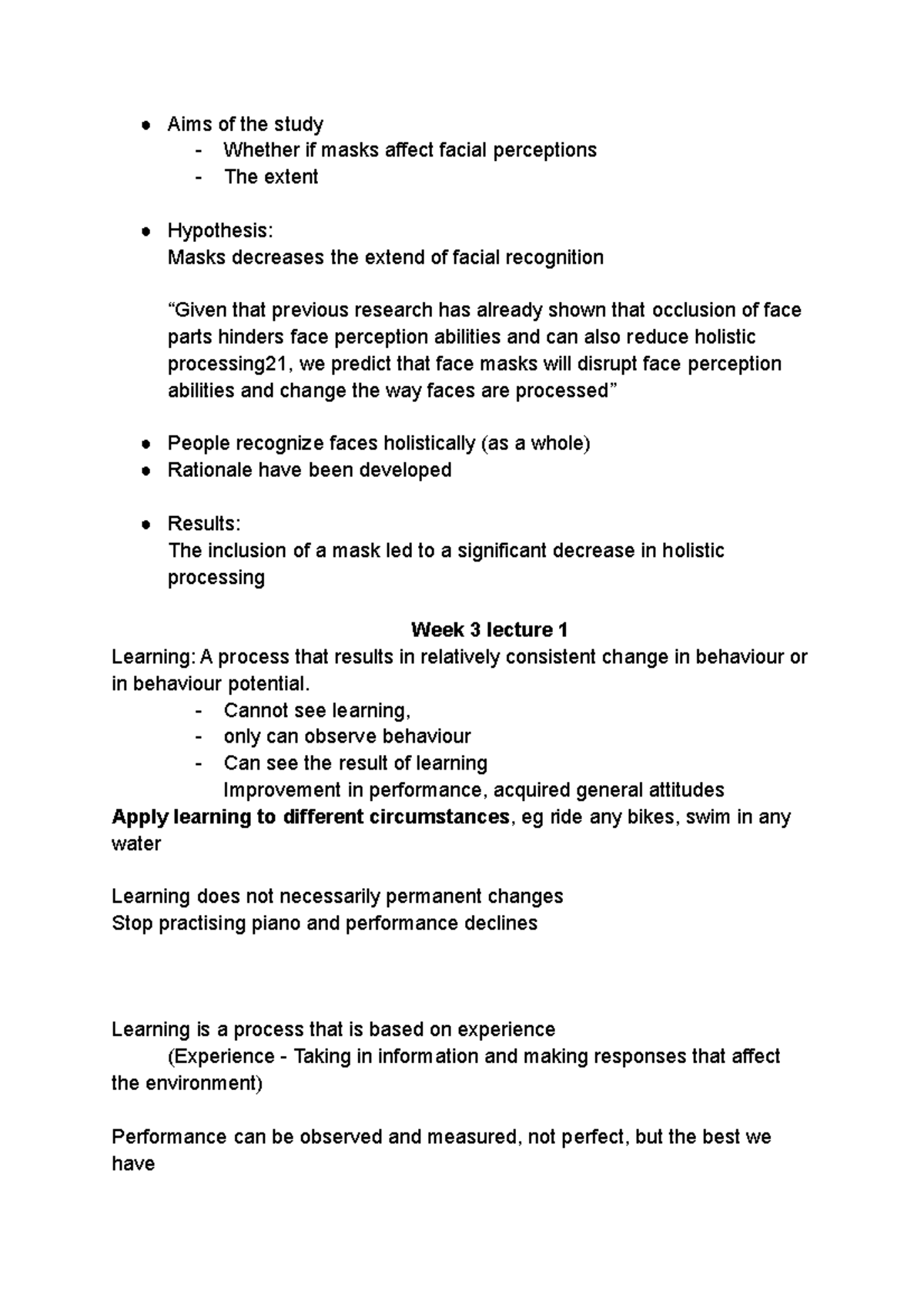 Psyc 1101 - Lecture Notes For Psyc 1101 From Week 1-12 - Aims Of The ...