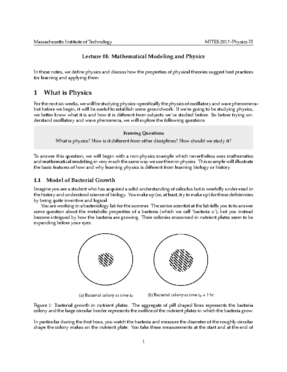 Mathematical modeling and physics - Massachusetts Institute of ...