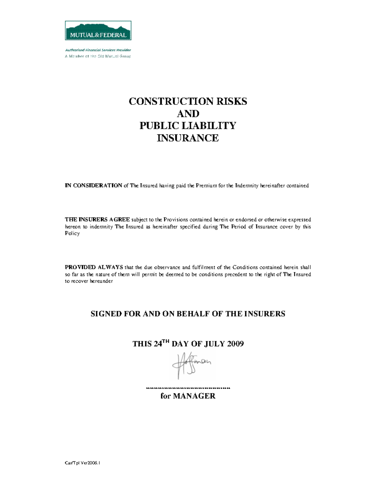 2. Contractors all risks wording MF - CONSTRUCTION RISKS AND PUBLIC ...
