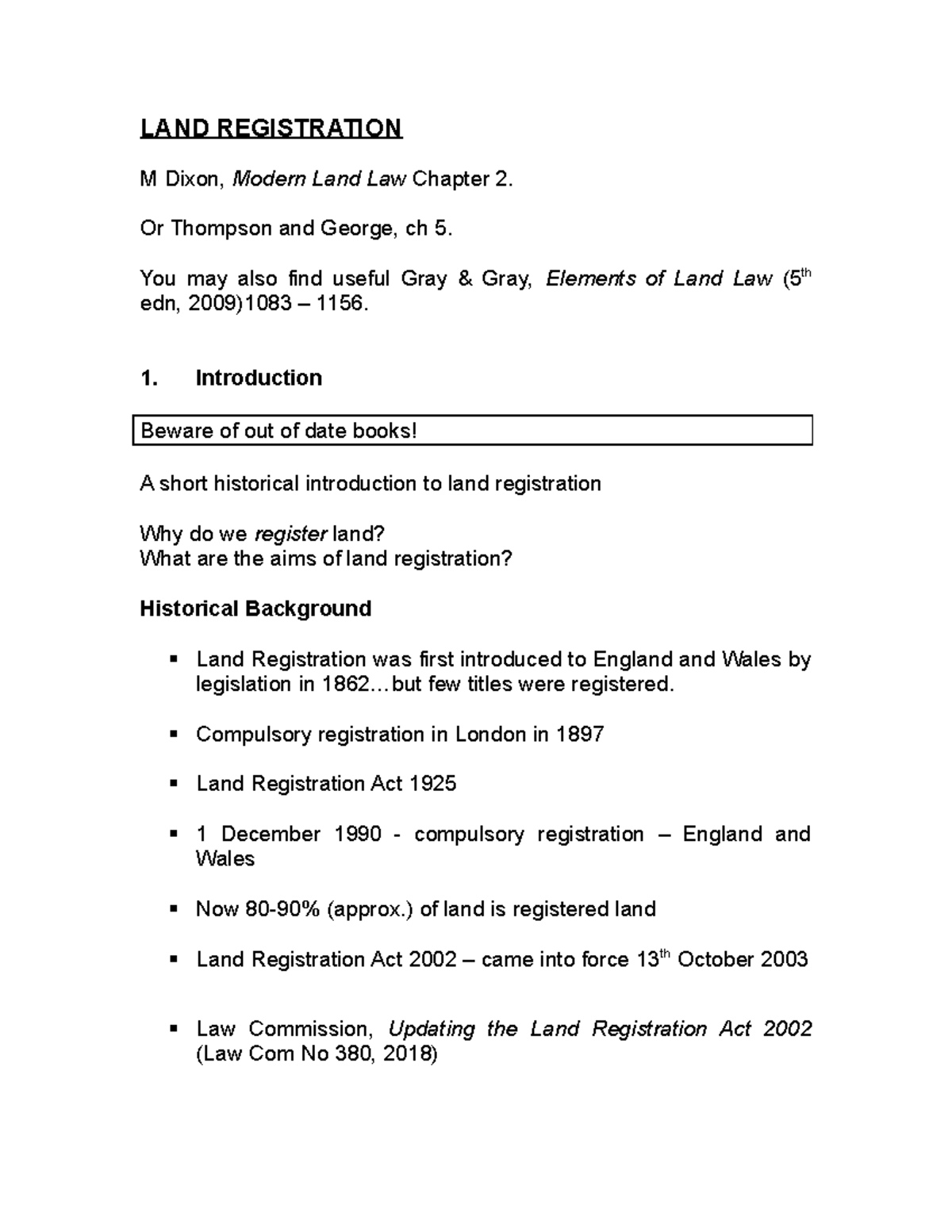 Lecture Notes Land Registration LAND REGISTRATION M Dixon Modern   Thumb 1200 1553 