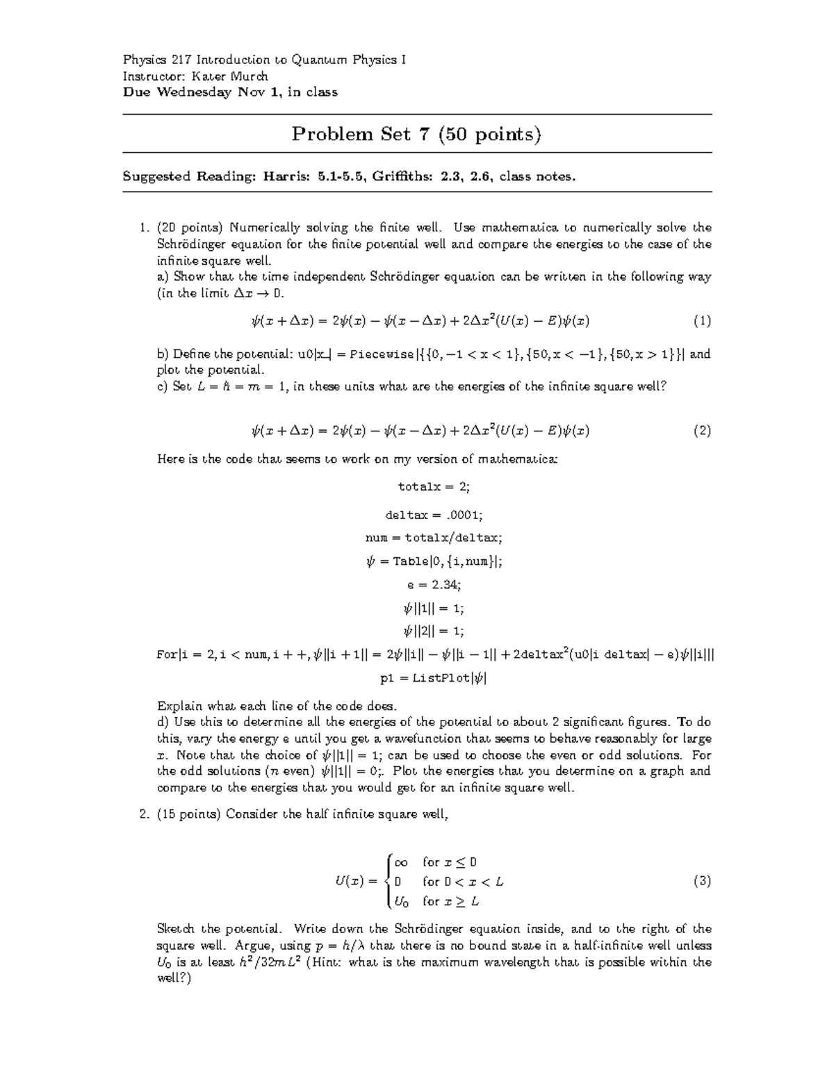 217 2017-2018 Problem Set 7 - Physics 217 Introduction to Quantum ...