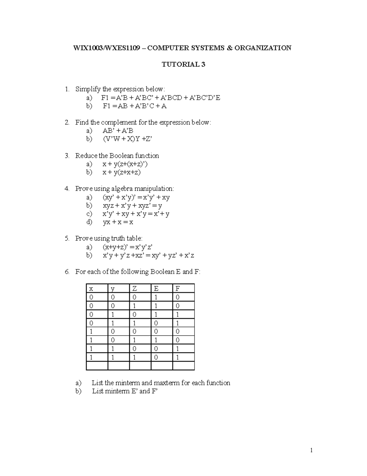 Tutorial 3 Cso Is Easy Wix1003 Studocu