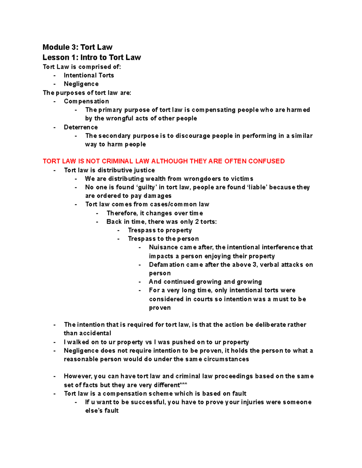 mos-2275-exam-2-notes-module-3-tort-law-lesson-1-intro-to-tort-law