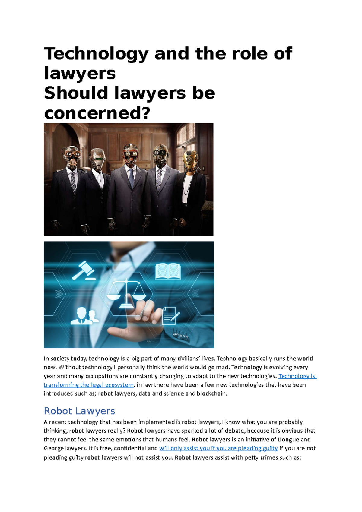 Contemporary practice blog - Technology and the role of lawyers Should ...