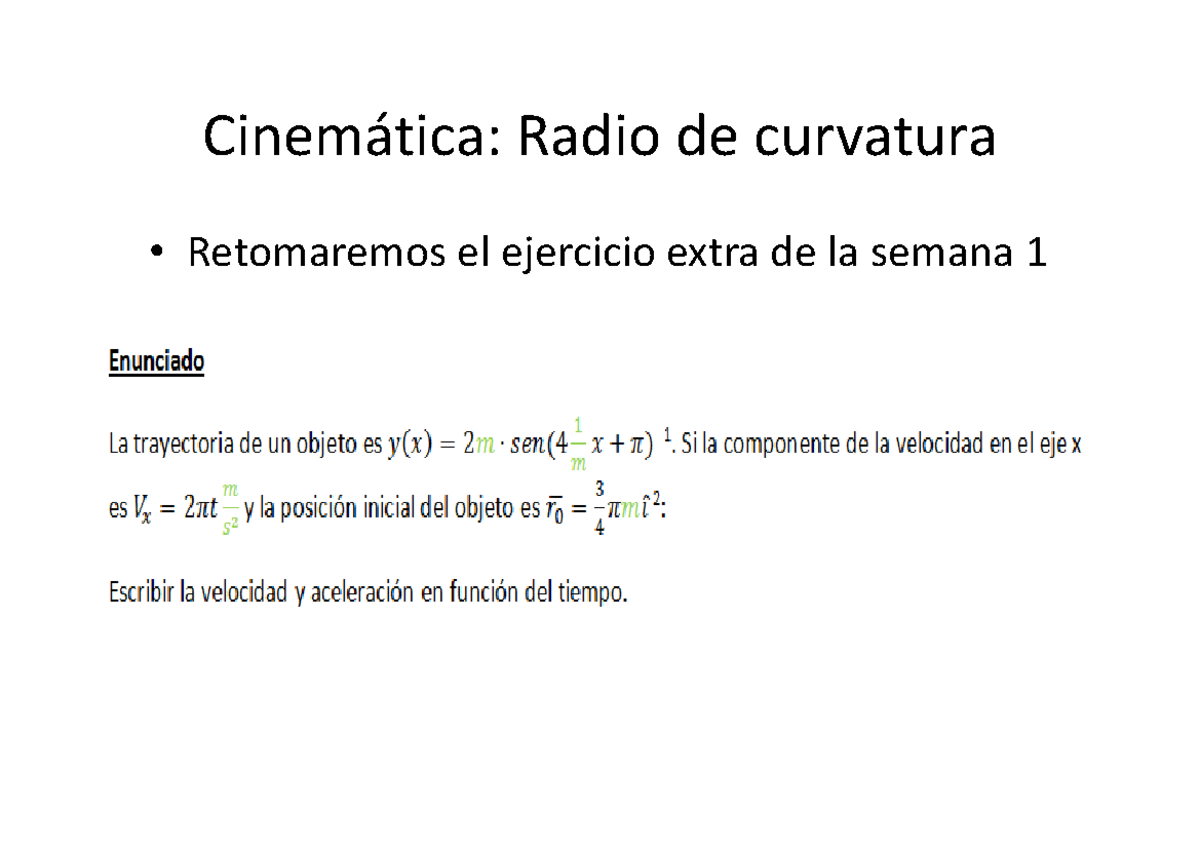 Clase 28 de abril - Cinemática: Radio de curvatura