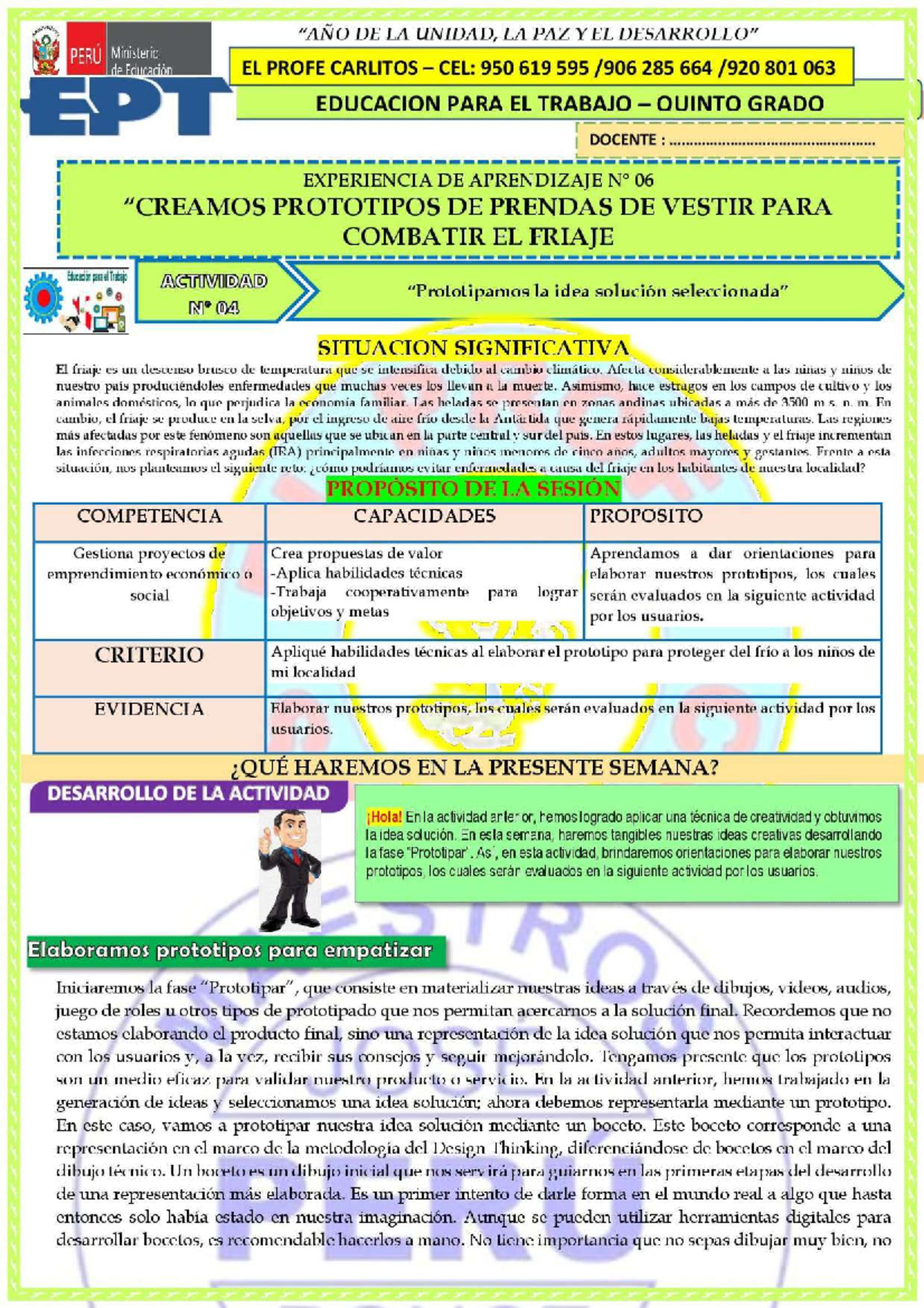 Actividad 04- 5TO - EPT 00001 - Educación para el trabajo - Studocu