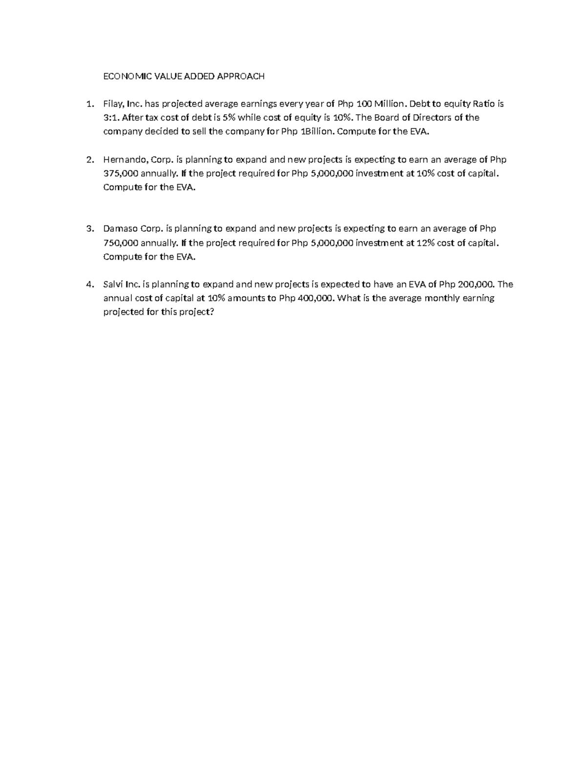 Economic Value Added Approach - ECONOMIC VALUE ADDED APPROACH Filay ...
