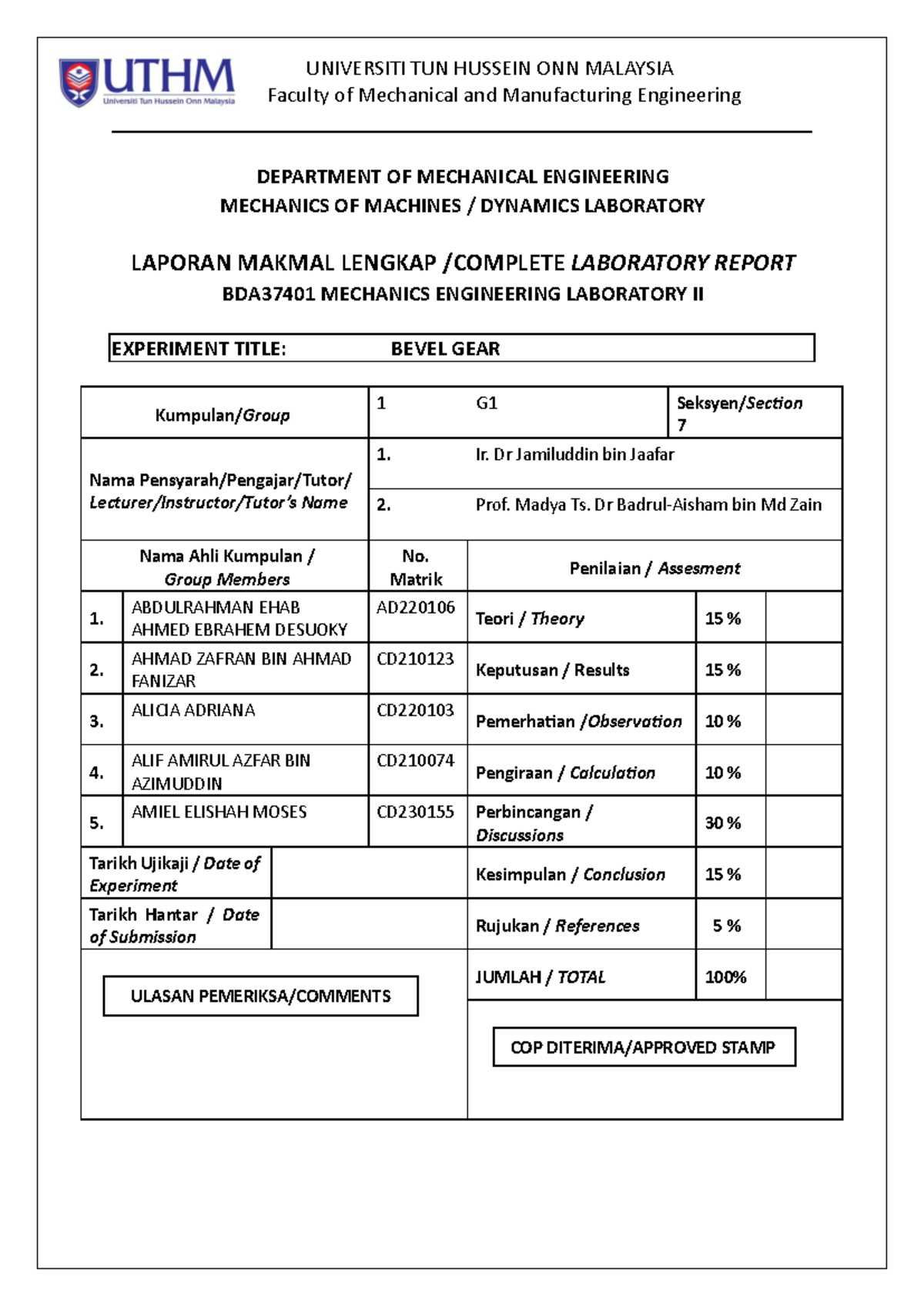 Fullreportm 4 - Ln for lab - Faculty of Mechanical and Manufacturing ...