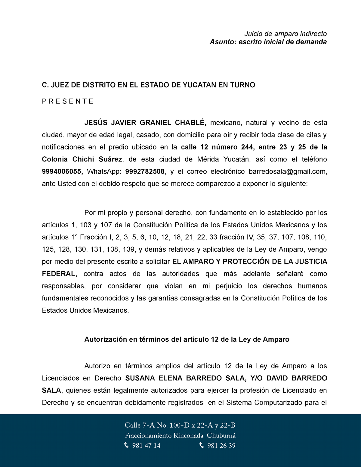 Amparo Exploratorio - Juicio De Amparo Indirecto Asunto: Escrito ...