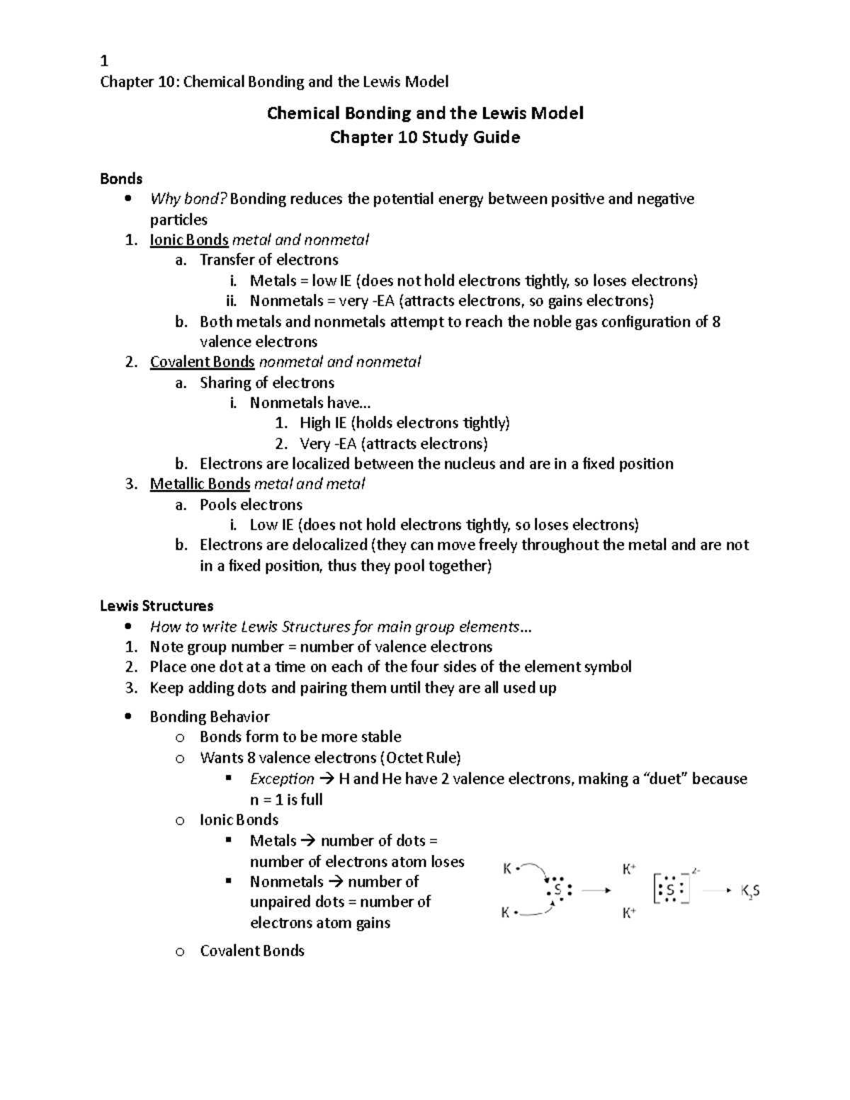 Gen Chem I Chapter 10 Study Guide, Prof Deak Chapter 10 Chemical