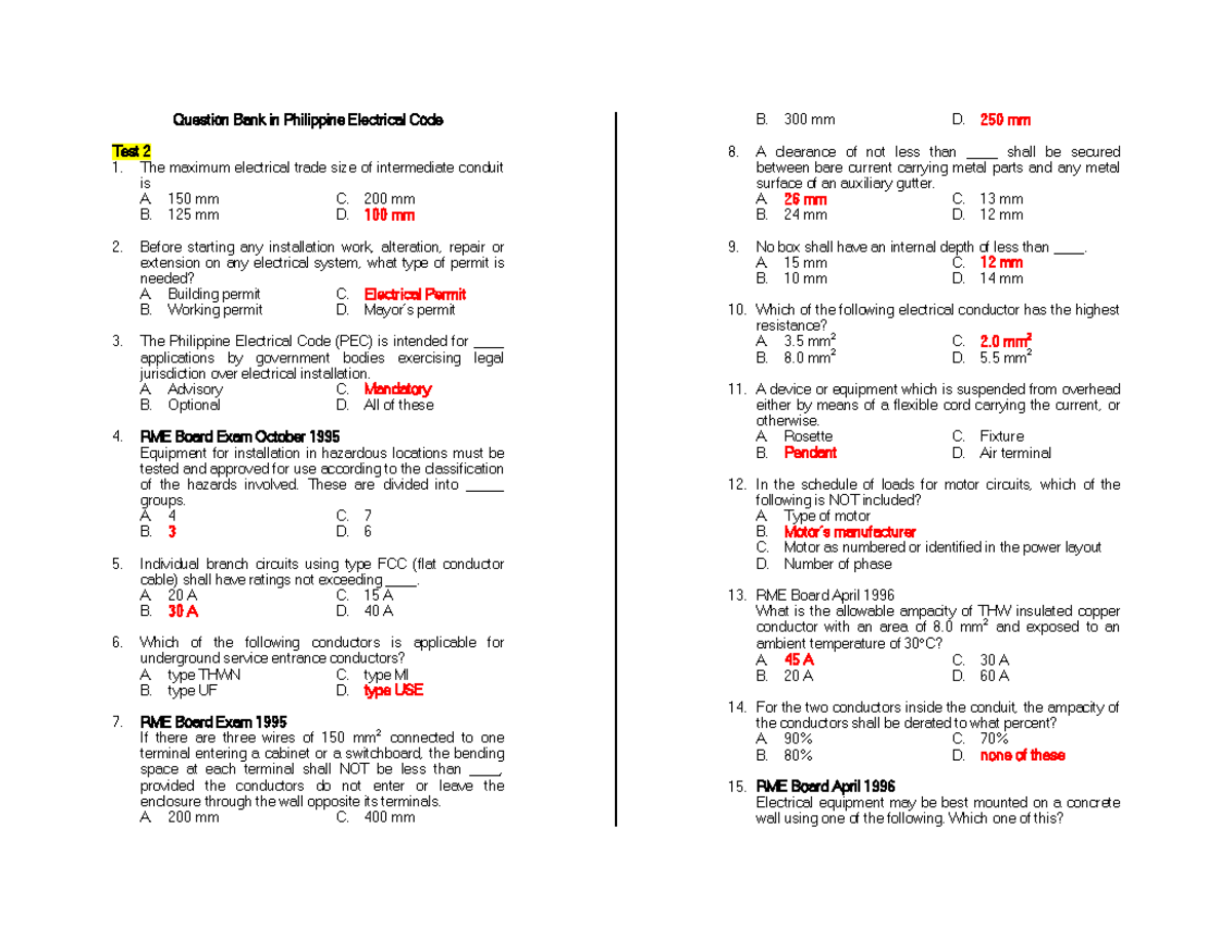 Pdfcoffee pec board exam questions Question Bank in Philippine