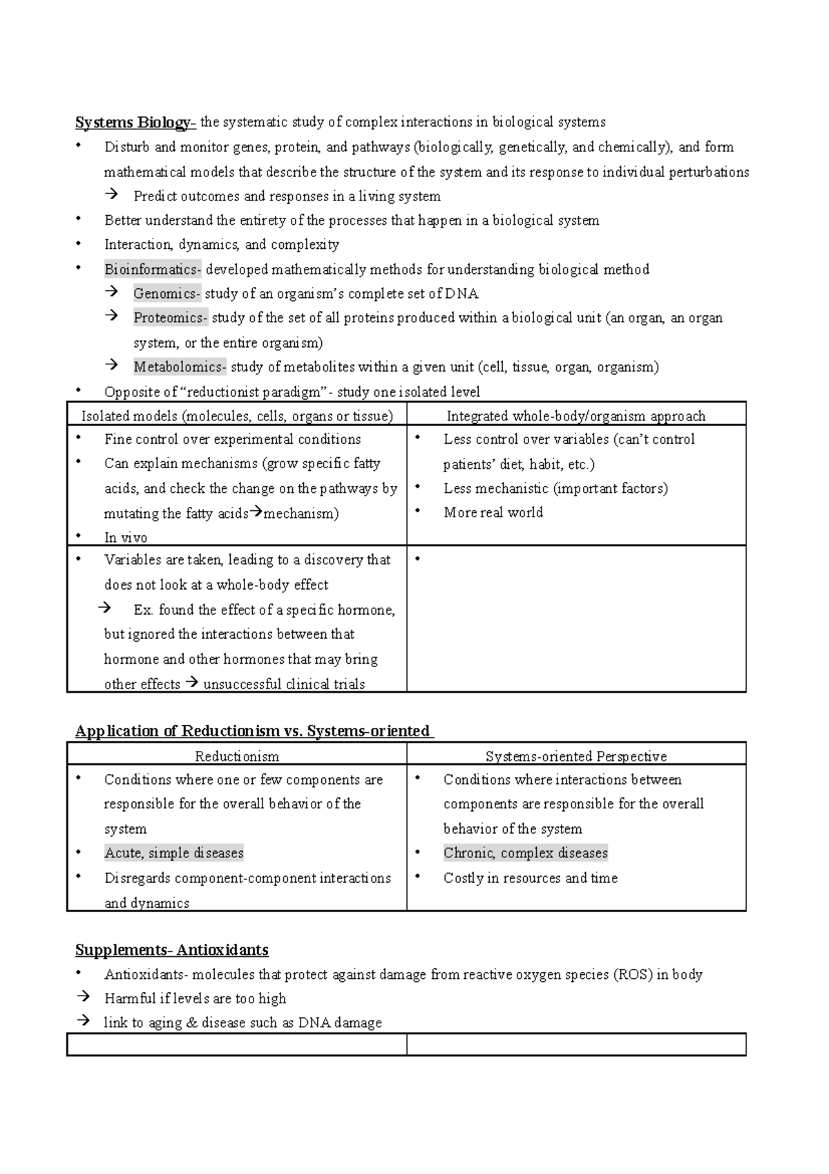 ppt1-2 notesssss - Systems Biology- the systematic study of complex ...
