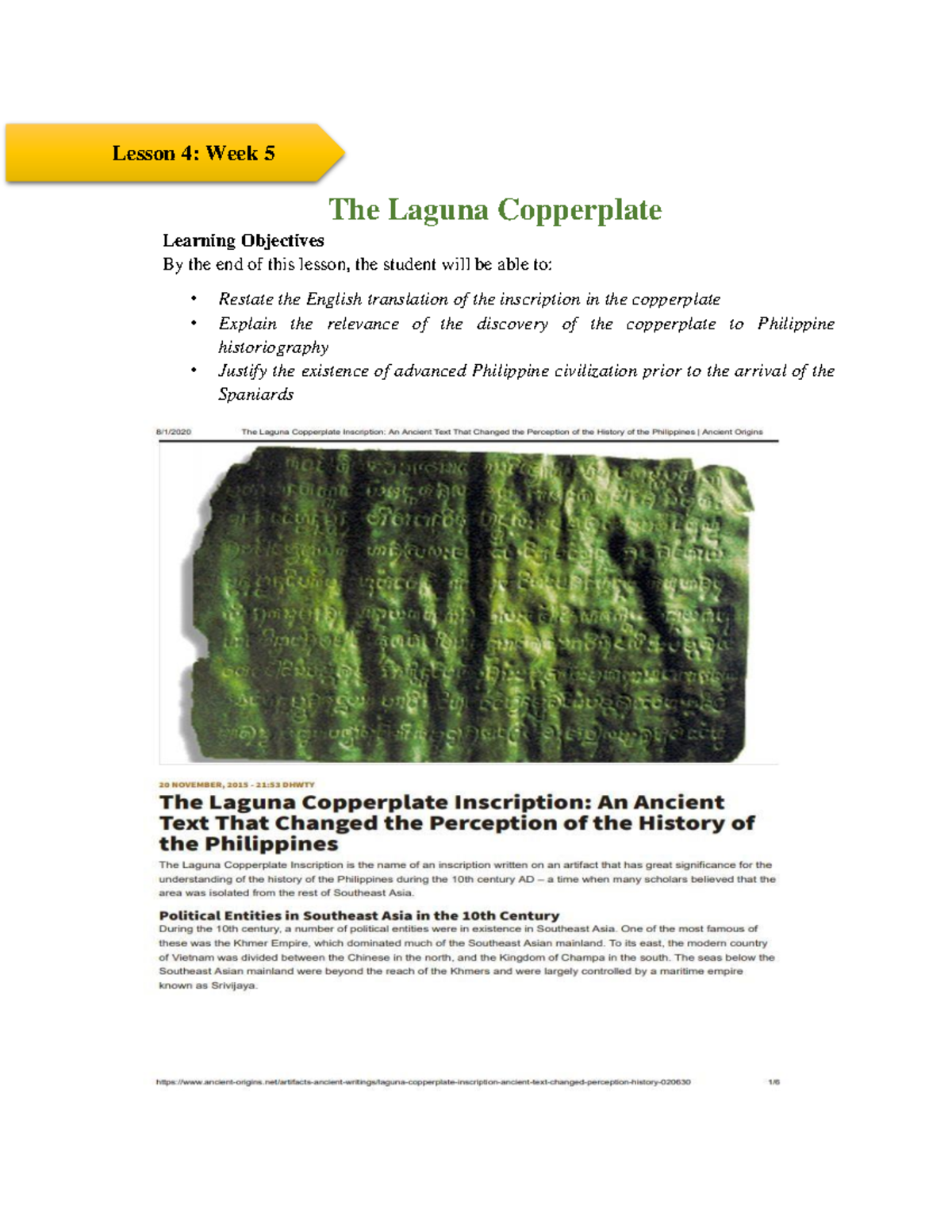 Laguna Copper Plate Bs Entrepreneurship The Laguna Copperplate