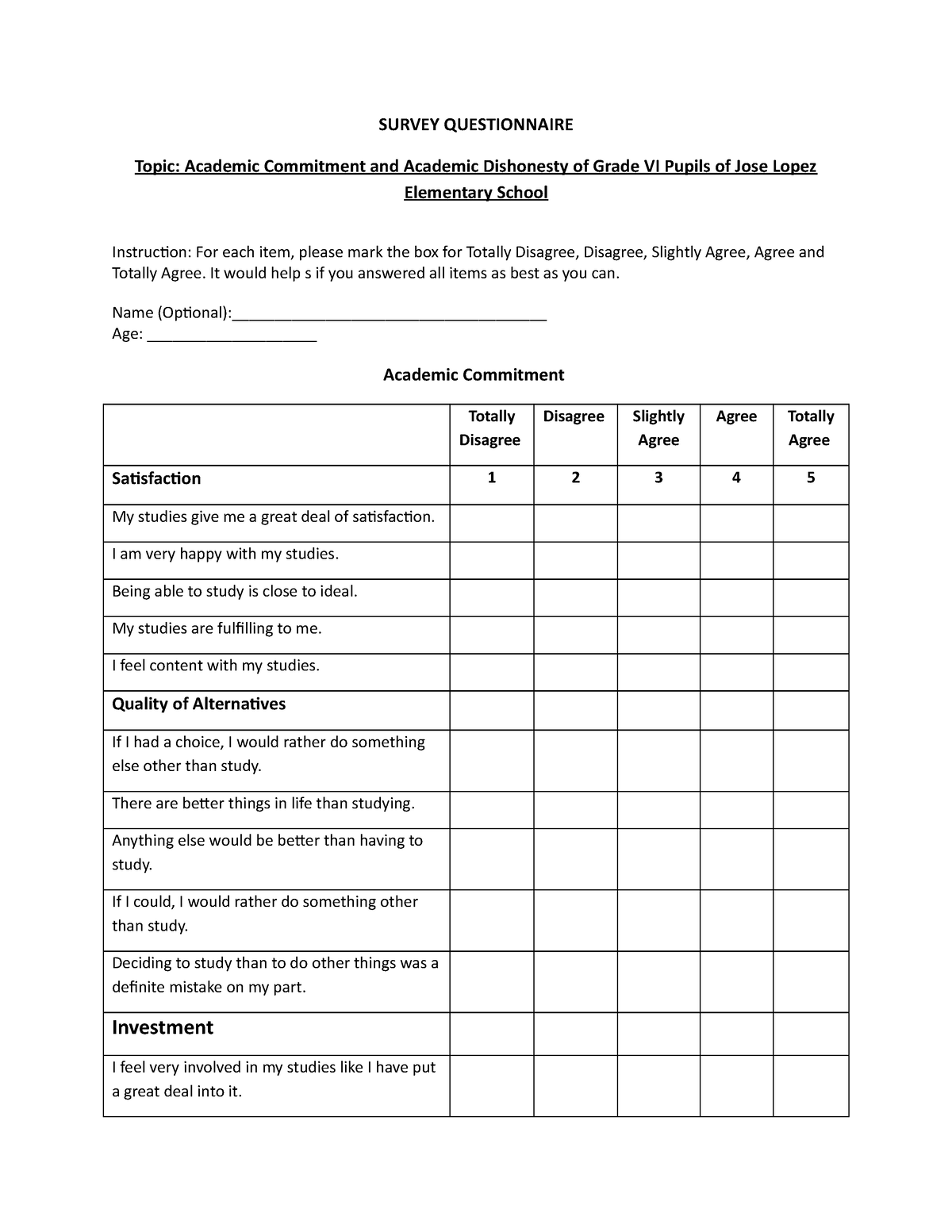 research topic survey