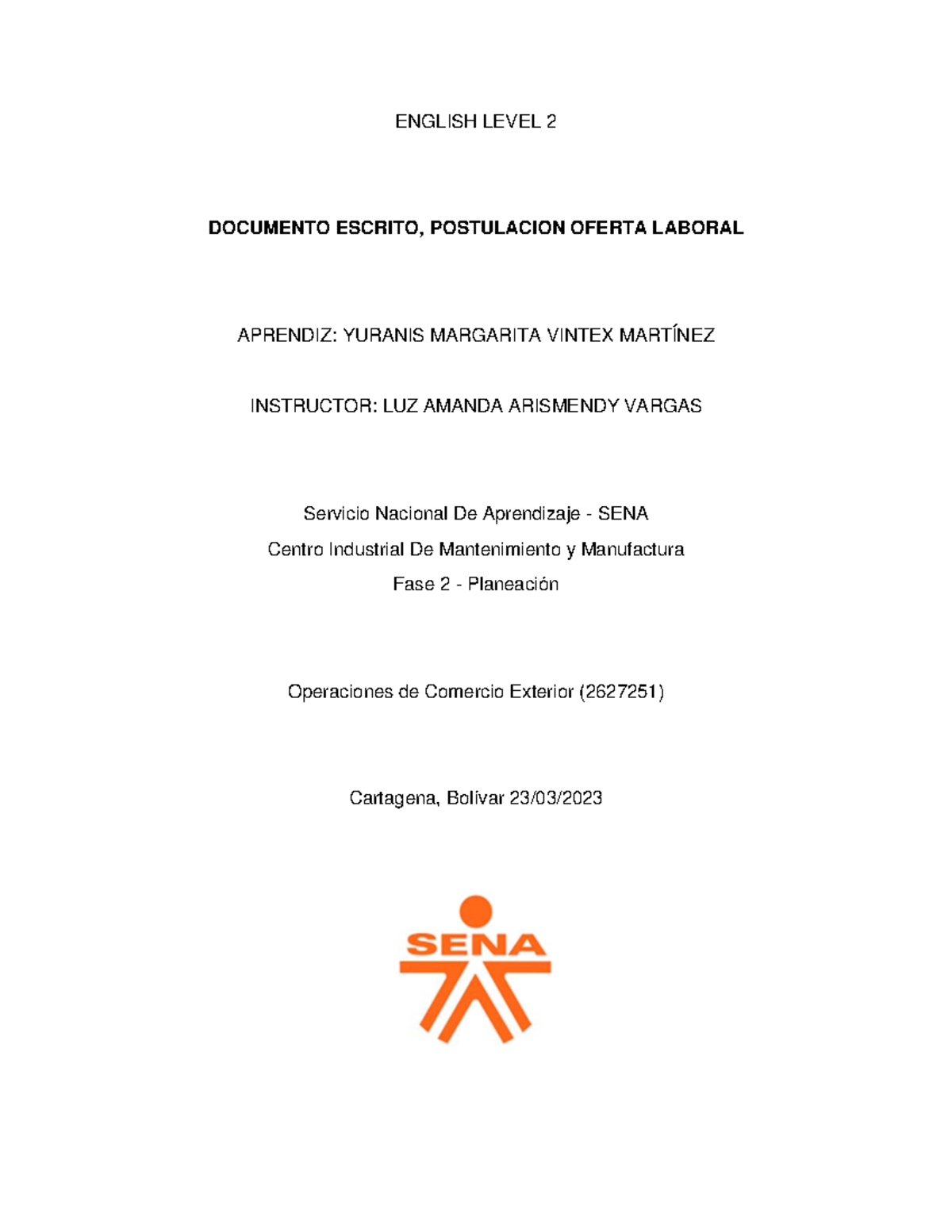 English Level 2 - Correo - ENGLISH LEVEL 2 DOCUMENTO ESCRITO ...