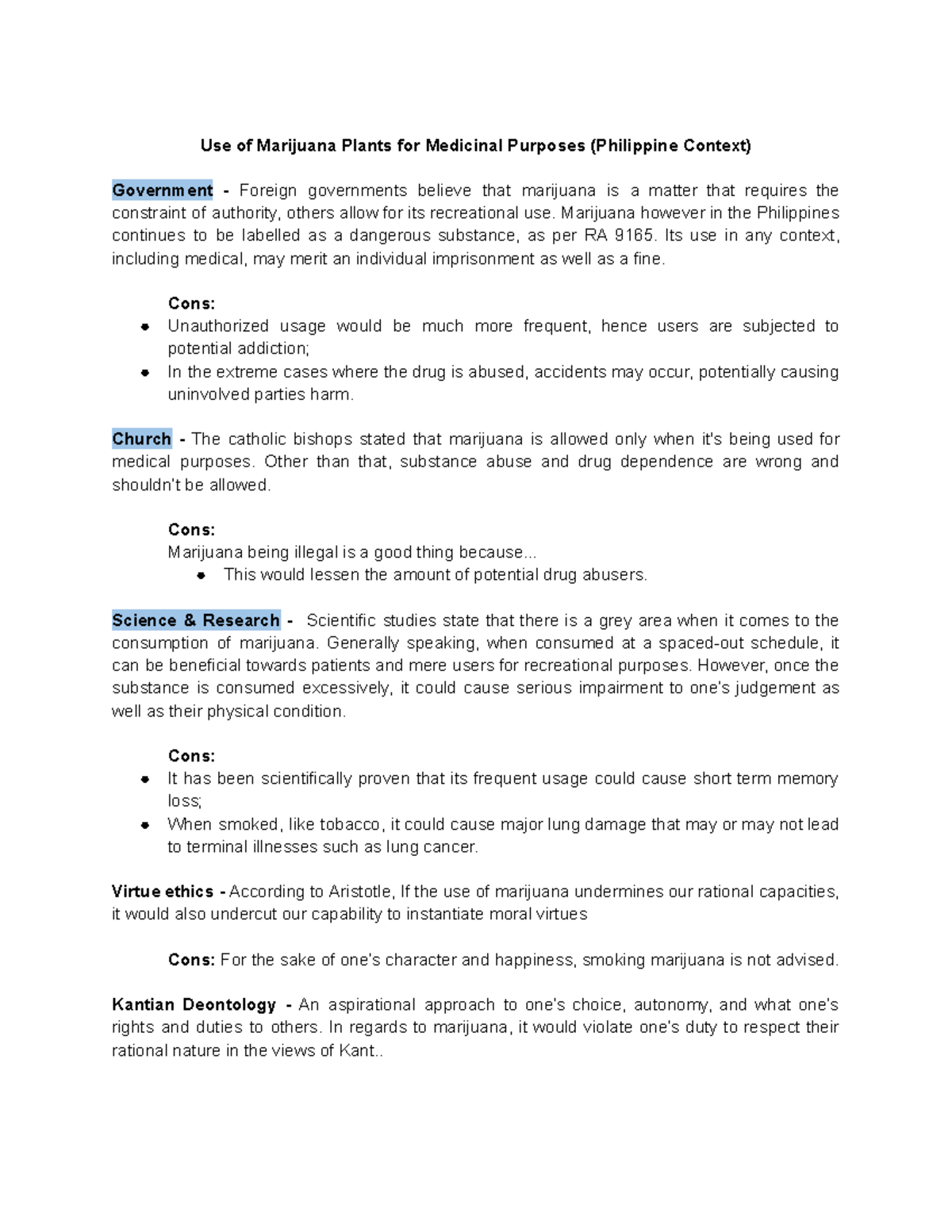 Use of Marijuana Plants for Medicinal Purposes (Philippine Context ...