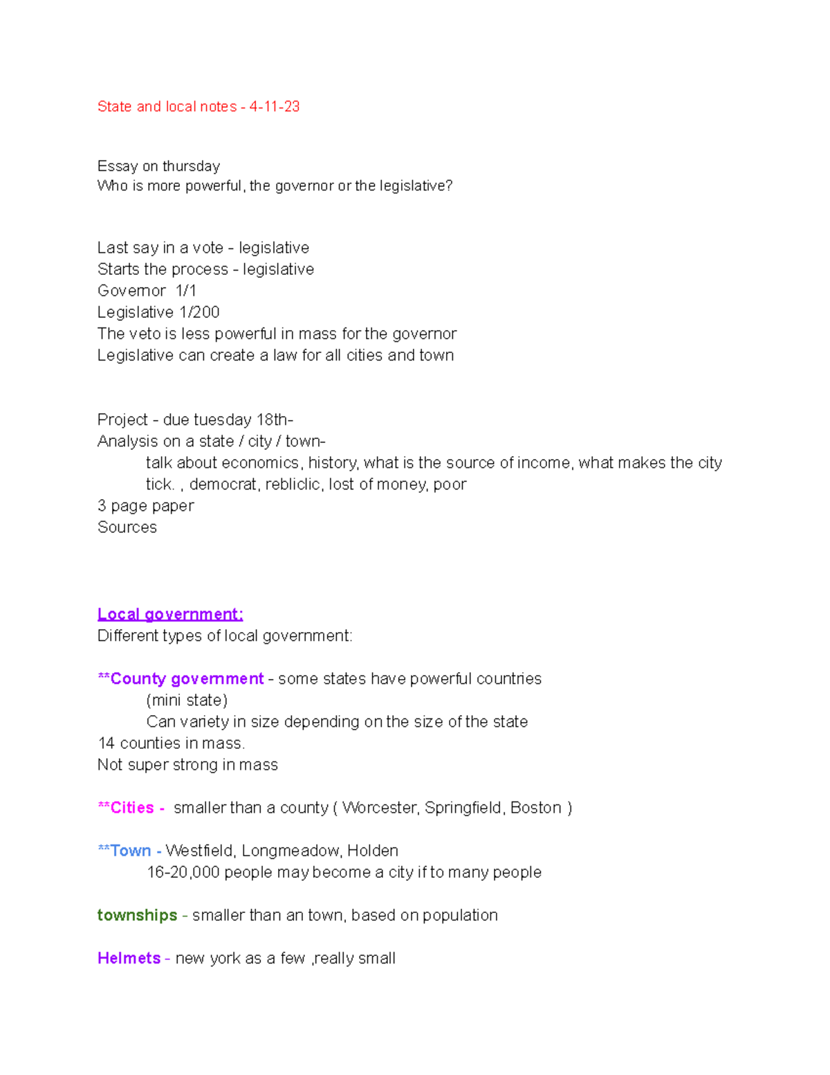 States and local notes - , democrat, rebliclic, lost of money, poor 3 ...