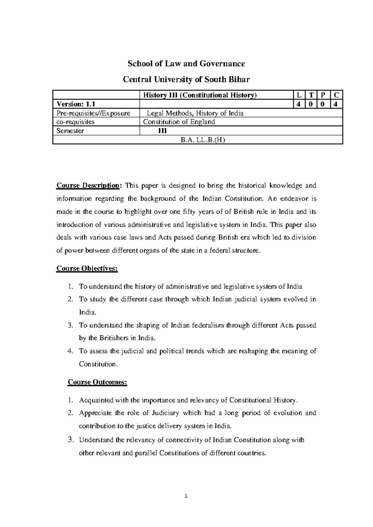 Constitutional History History Iii 1 School Of Law And Governance Central University Of South Studocu