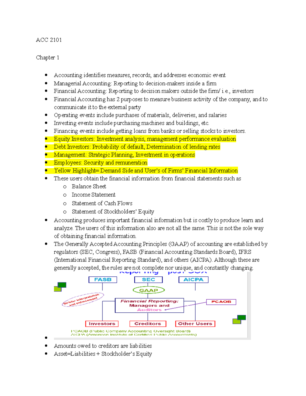 Accounting Notes - ACC 2101 Chapter 1 Accounting identifies measures ...