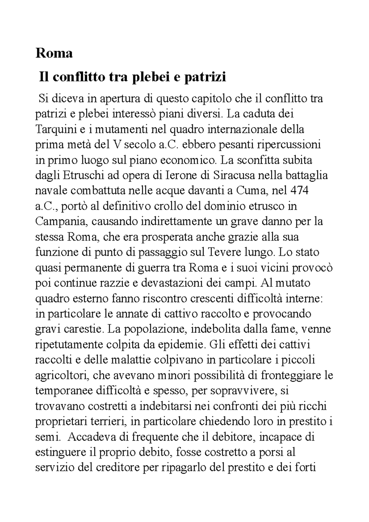 Conflitto tra plebei e patrizi - La caduta dei Tarquini e i mutamenti ...
