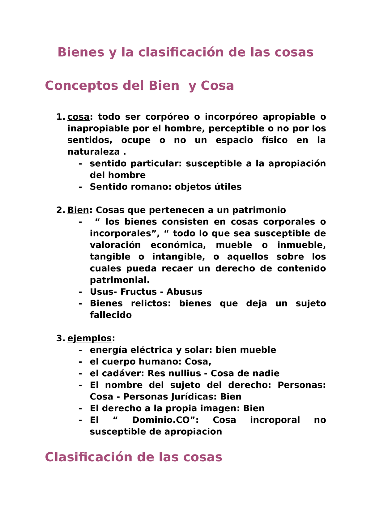 Bienes Y Cosas Clasificación Bienes Y La Clasificación De Las Cosas Conceptos Del Bien Y Cosa 9764