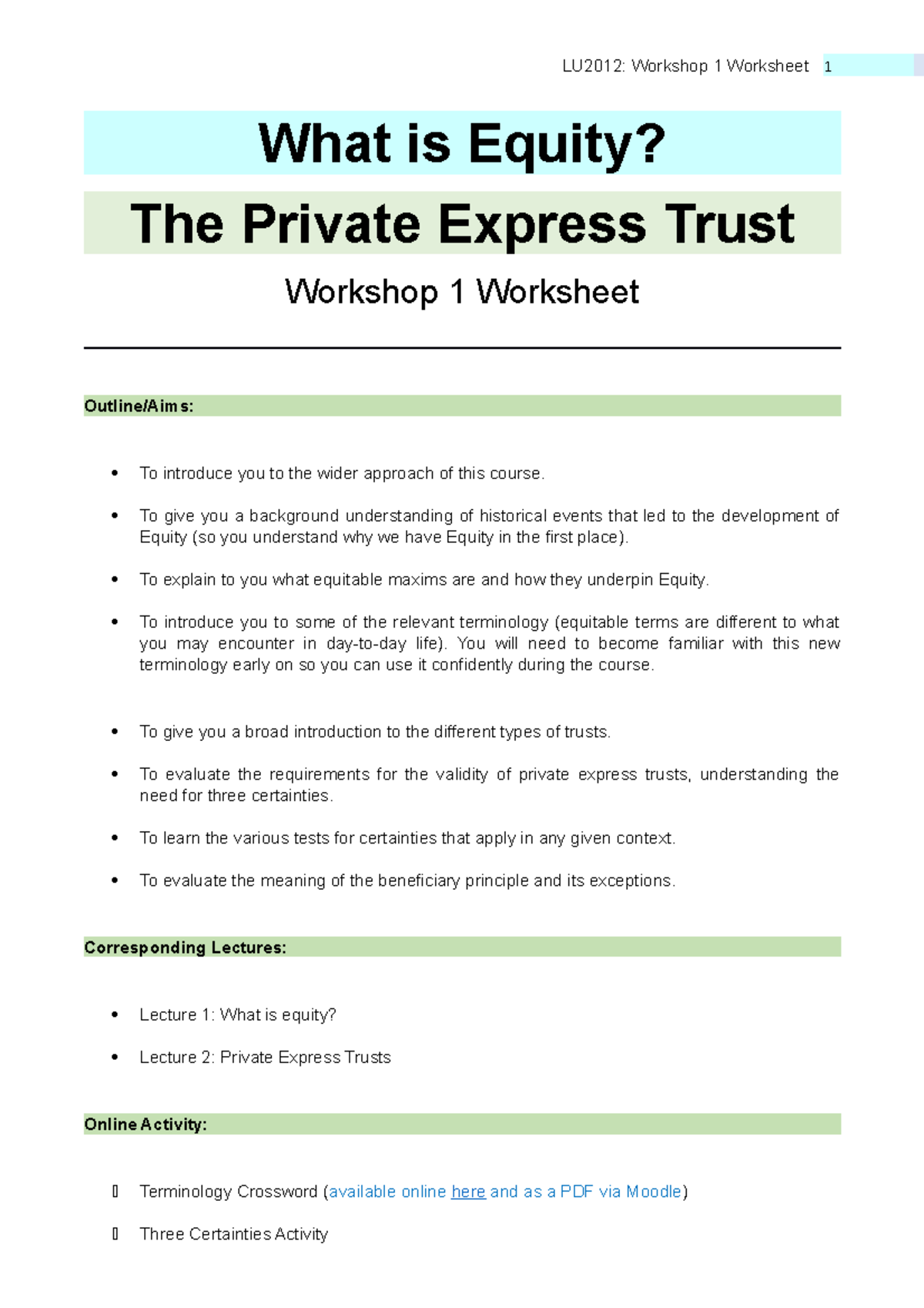 Trusts Tutorial 1 - What is Equity? The Private Express Trust Workshop ...