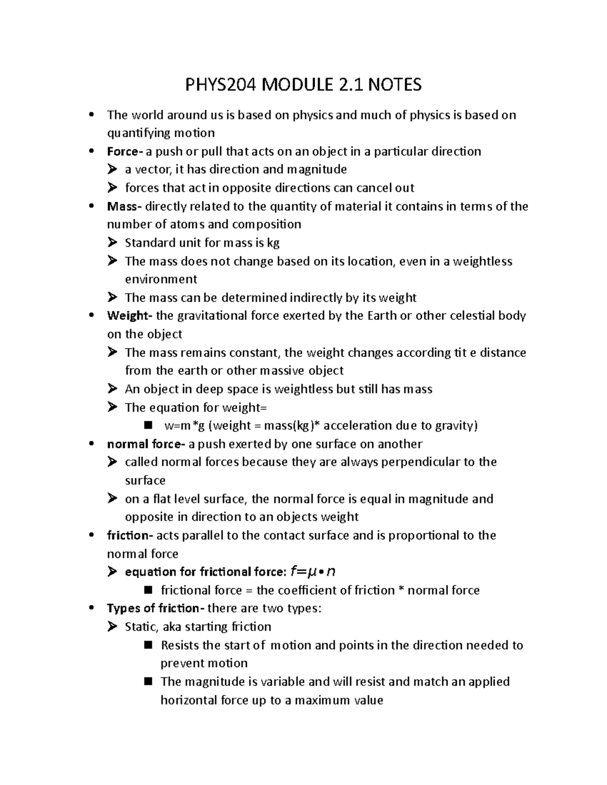 PHYS204 Module 2.1 Notes - PHYS204 MODULE 2 NOTES The World Around Us ...