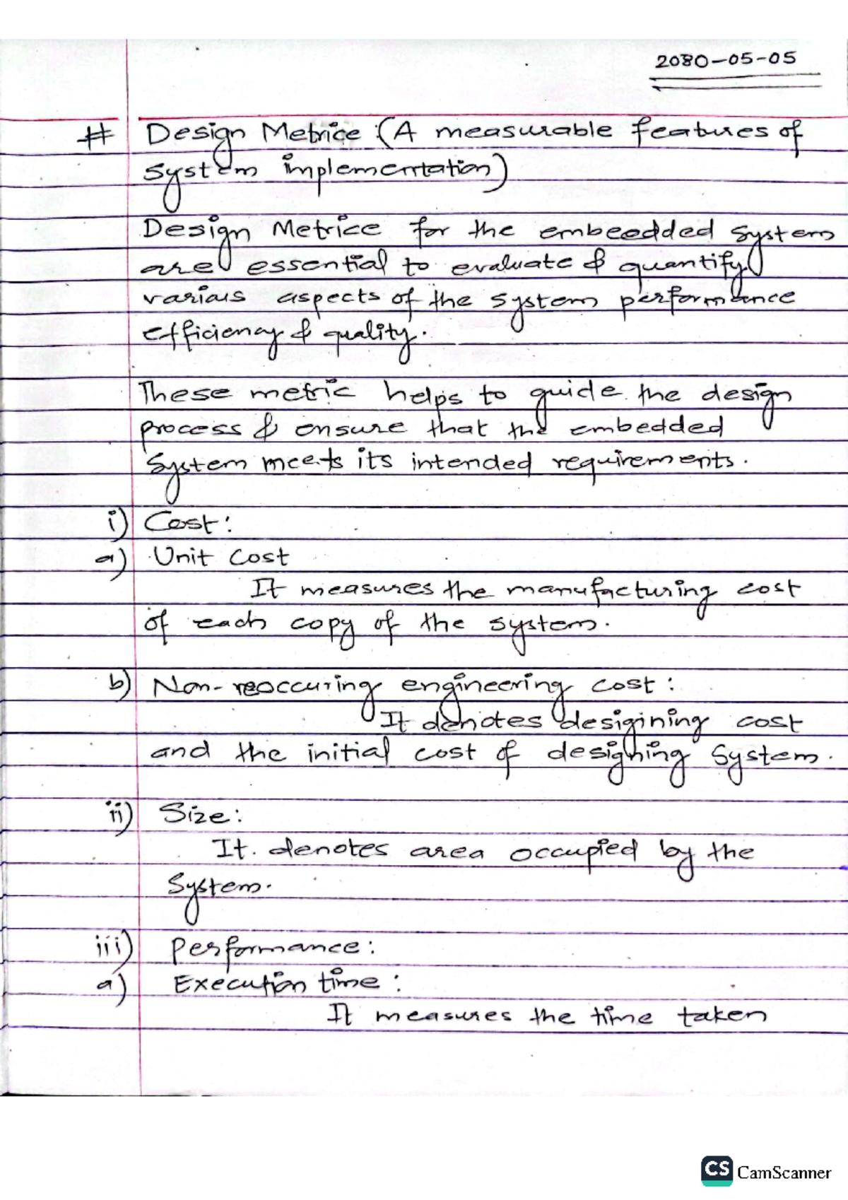 Embedded system Note - Design Metrice (A measurable features of system ...