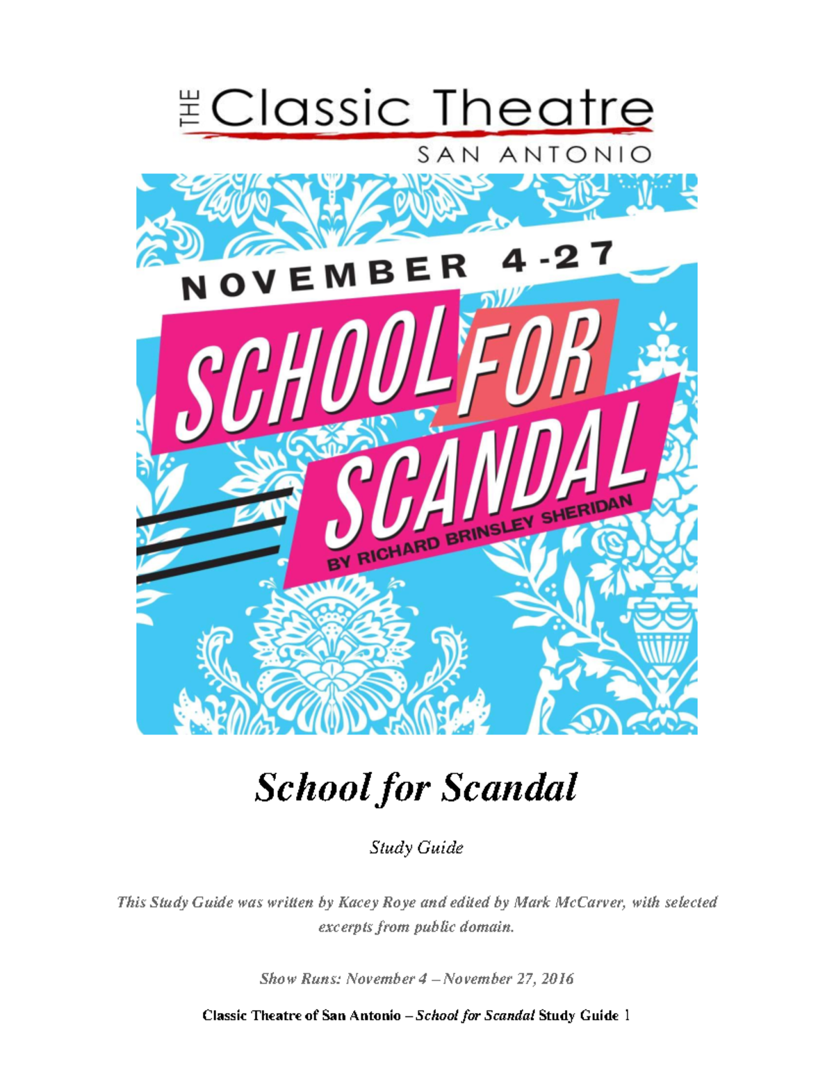 School for Scandal study guide - School for Scandal Study Guide This ...