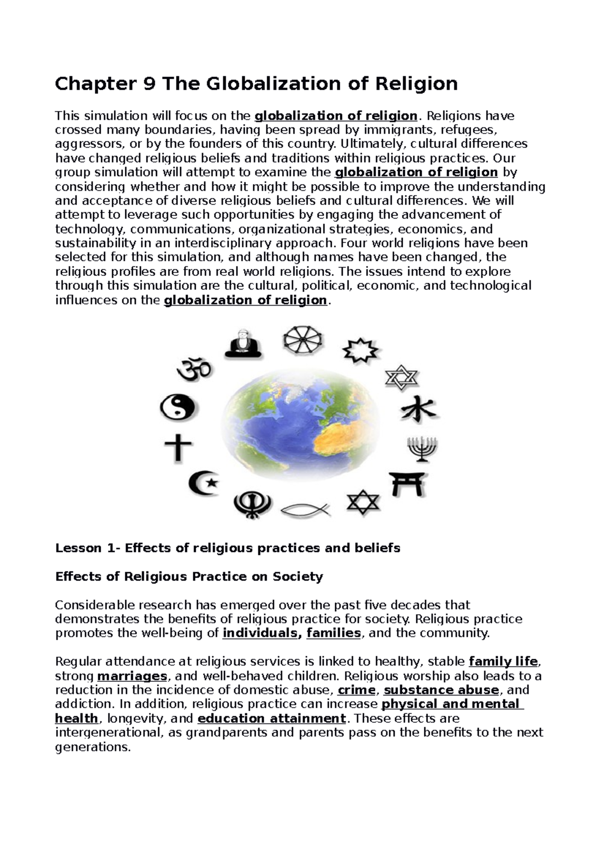 globalization of religion essay brainly