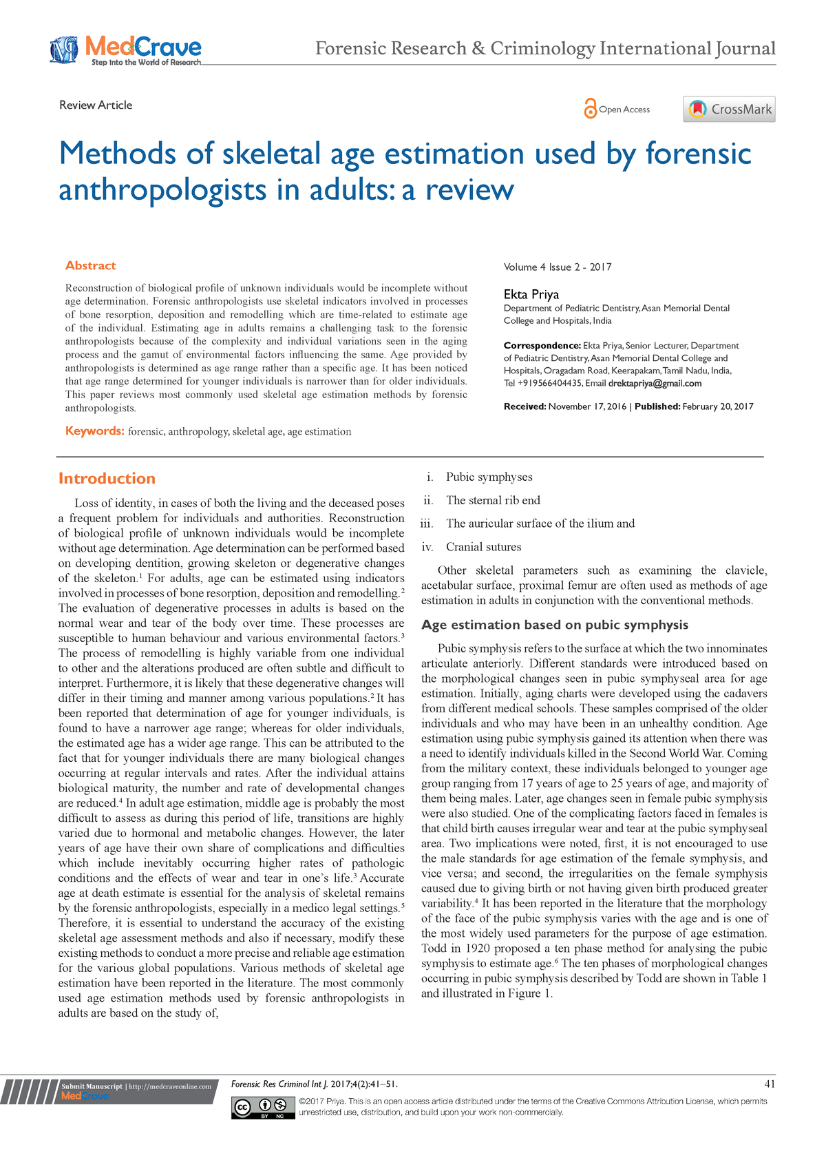 Bias and inaccuracy scores for the Suchey-Brooks method sepa- rated by