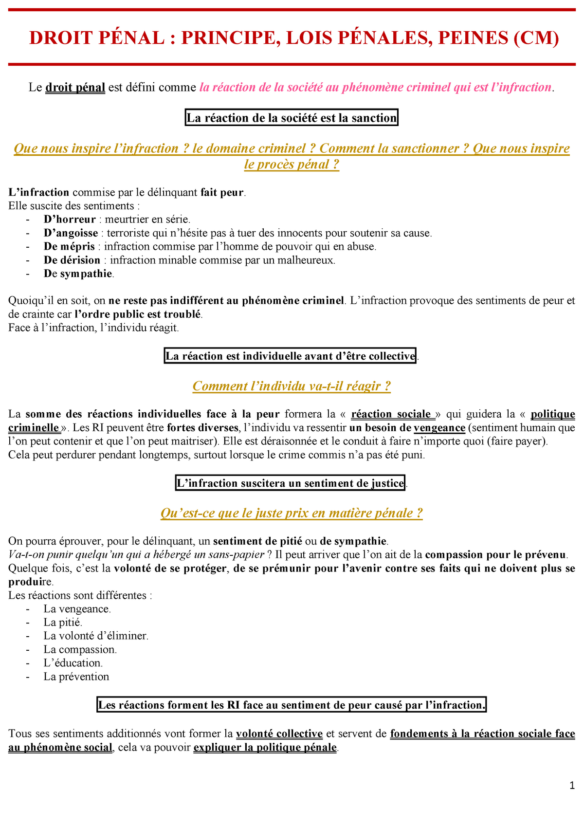 Droit Penal Pdf Cours Entier Studocu