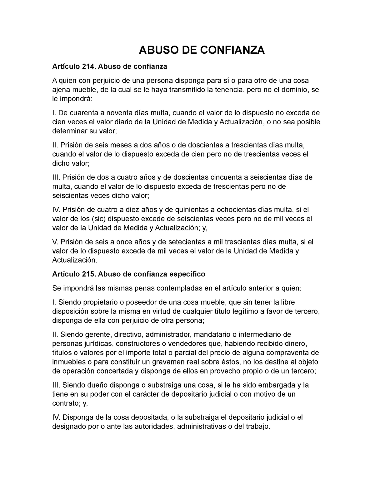 Abuso De Confianza Apuntes 4 Abuso De Confianza Artículo 214 Abuso De Confianza A Quien Con 6023