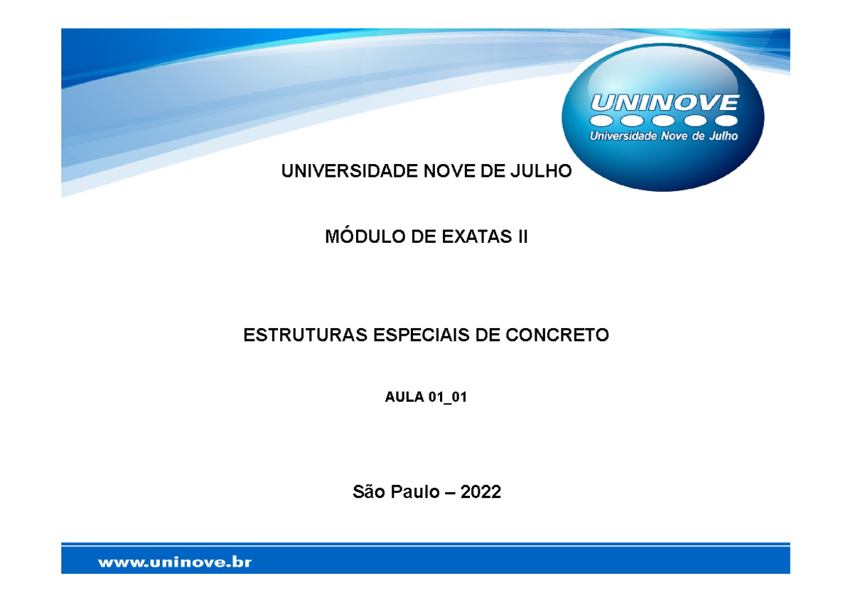 AULA 1 - conceitos básicos - UNIVERSIDADE NOVE DE JULHO MÓDULO DE ...