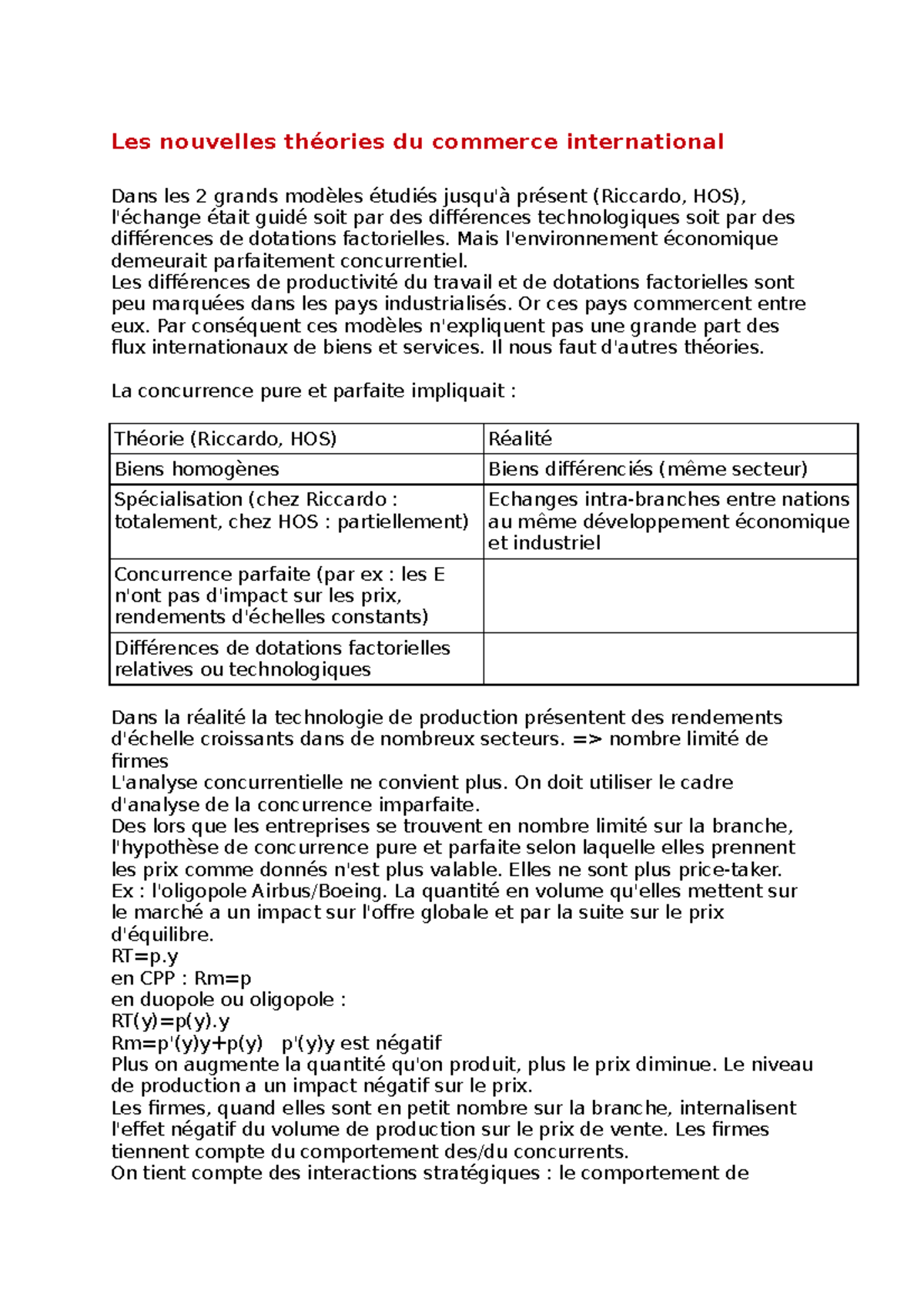 Les Nouvelles Théories Du Commerce International Mais L Environnement