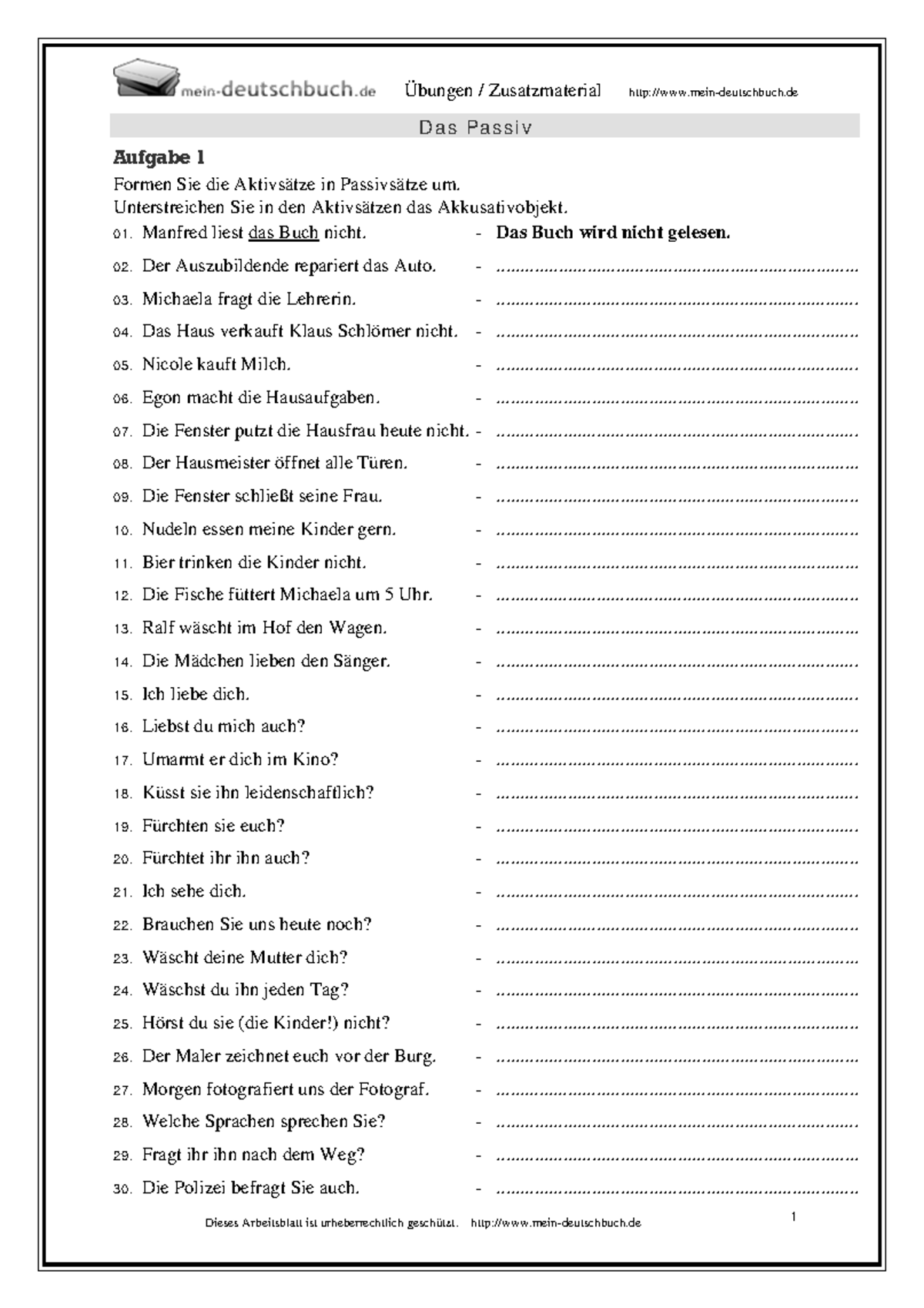 Ersatzformen Für Das Deutsche Passiv Französisch Passiv-Übung n°2 + corrigé - Übungen / Zusatzmaterial mein-deutschbuch